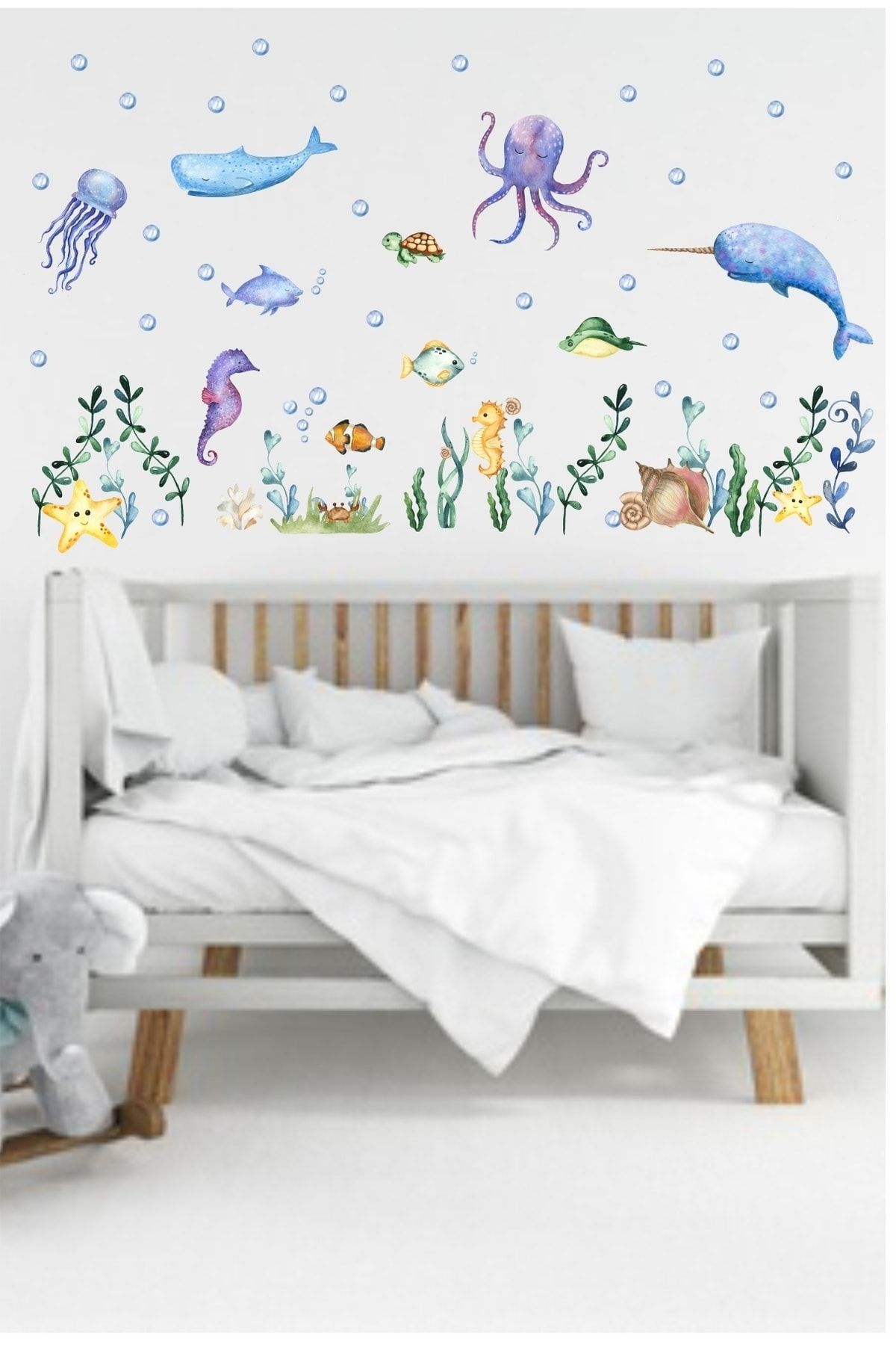 efekt reklam Deniz Altında Yaşam Çocuk Bebek Odası Yapışkanlı Duvar Kağıdı Aksesuarları Süsü Duvar Sticker