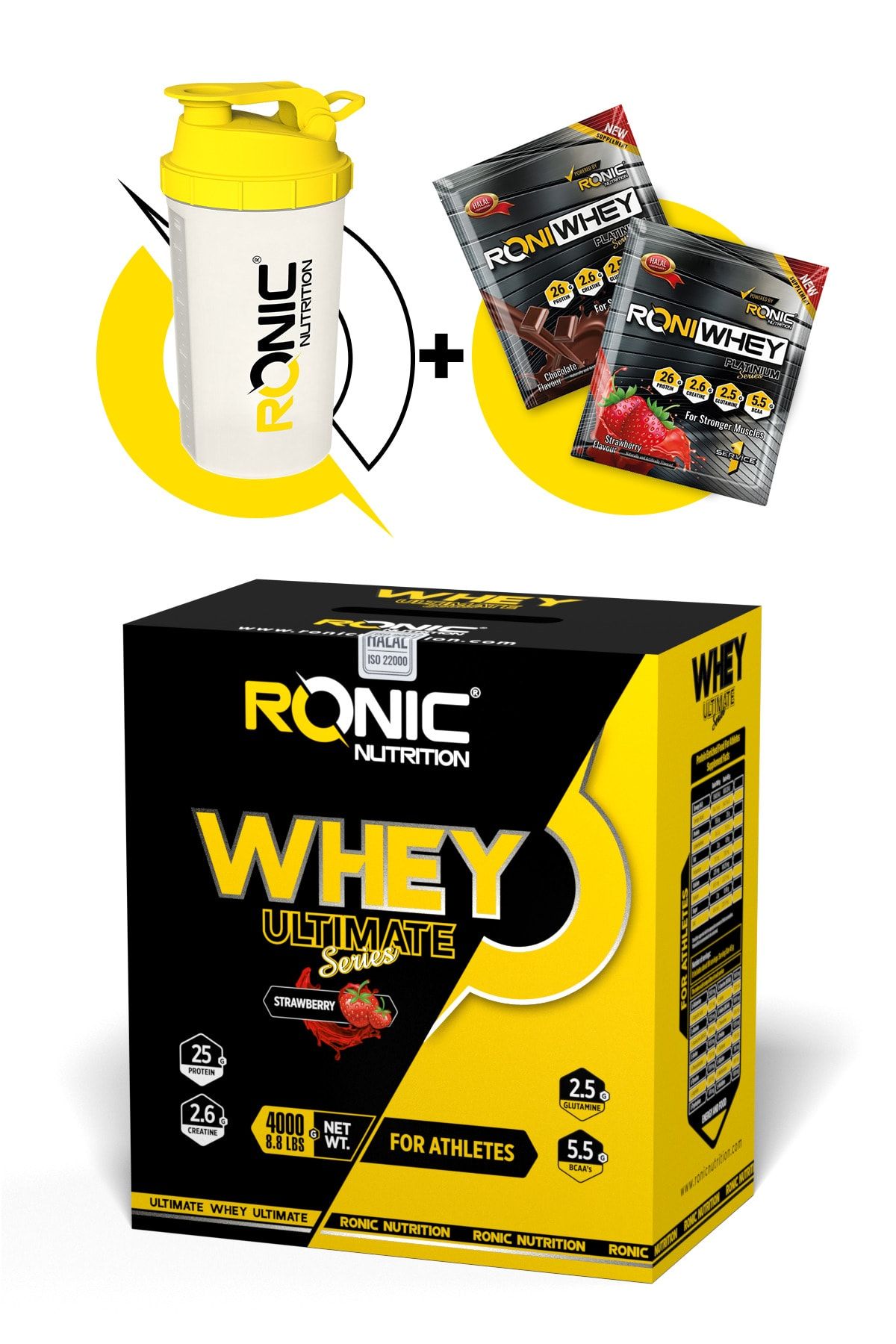 Ronic Nutrition Whey Protein Tozu Ultimate 4000 G Kas Yapılanmasına Yardımcı Protein Tozu (ÇİLEK AROMALI)