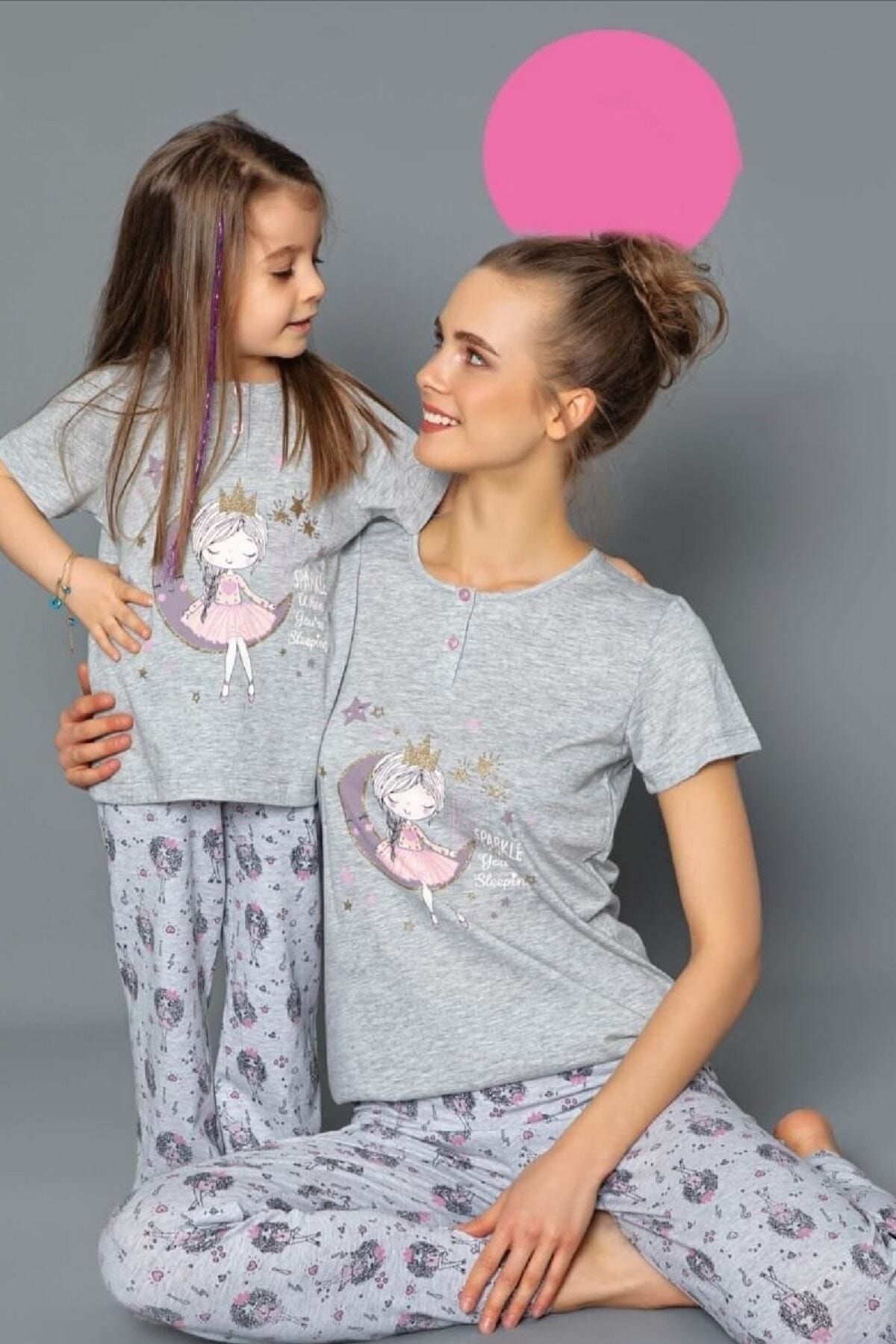 Tarz ı Alem Anne Çocuk Pijama Kombin Kız Desenli Çocuk (anne Ve Çocuk Ürününü Ayrı Ayrı Sepetinize Ekleyiniz)