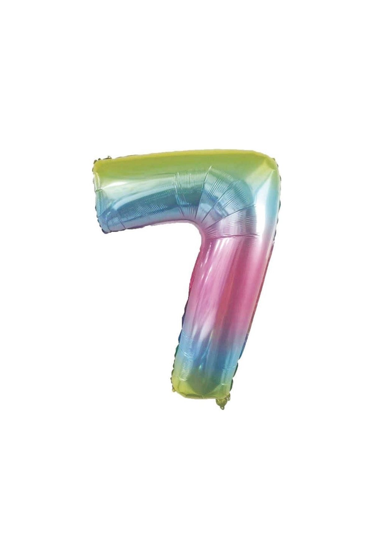 HKNYS 7 Yaş -rakam Sayı Folyo Balon 100 Cm Rengarenk -gökkuşağı Renkli Folyo Balon-helyum Gazı Uyumludur