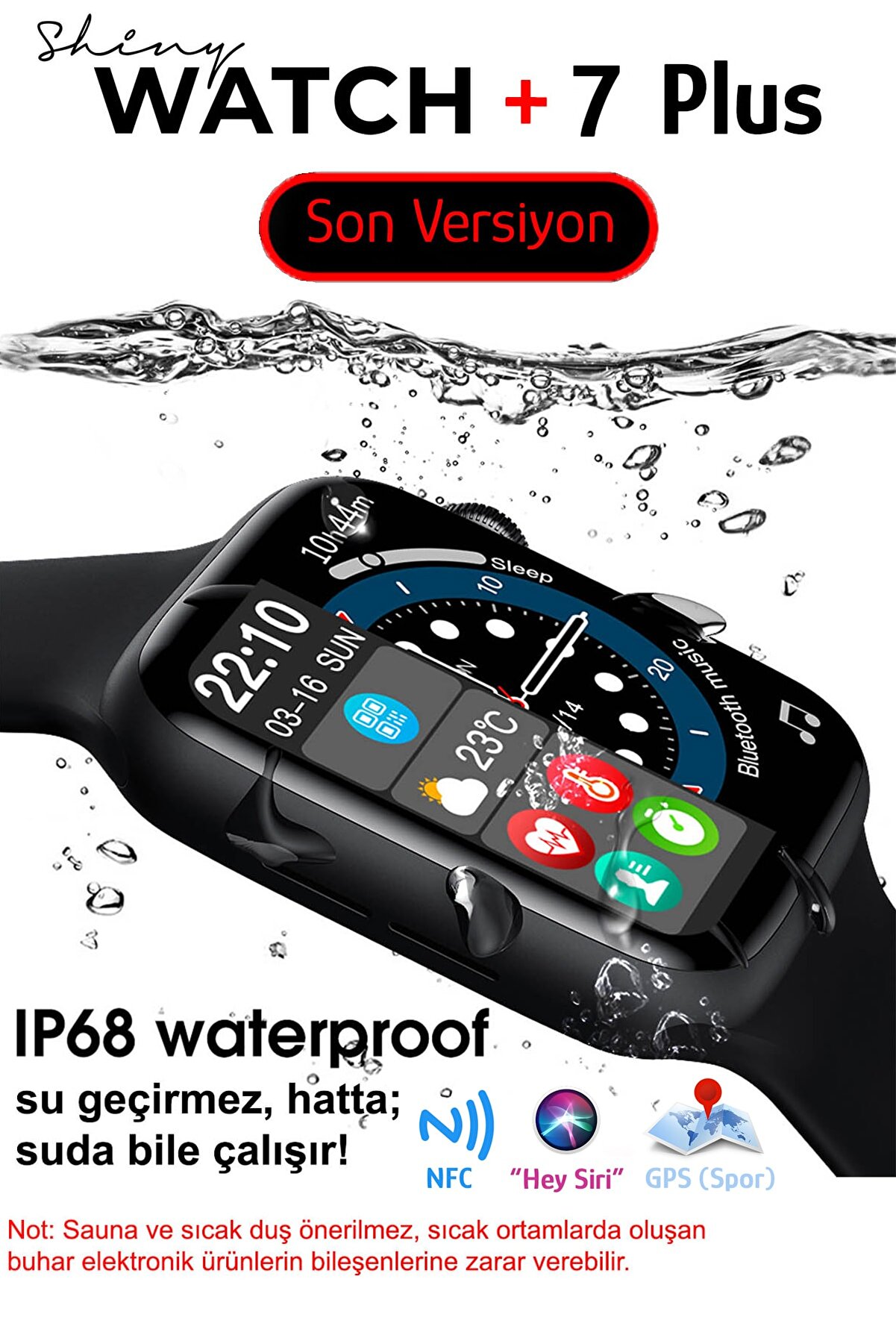 Black Dice Iphone Ve Android Uyumlu Watch 7 Plus Max Nfc Ve Gps Özellikli Akıllı Saat Siyah Yeni 2022