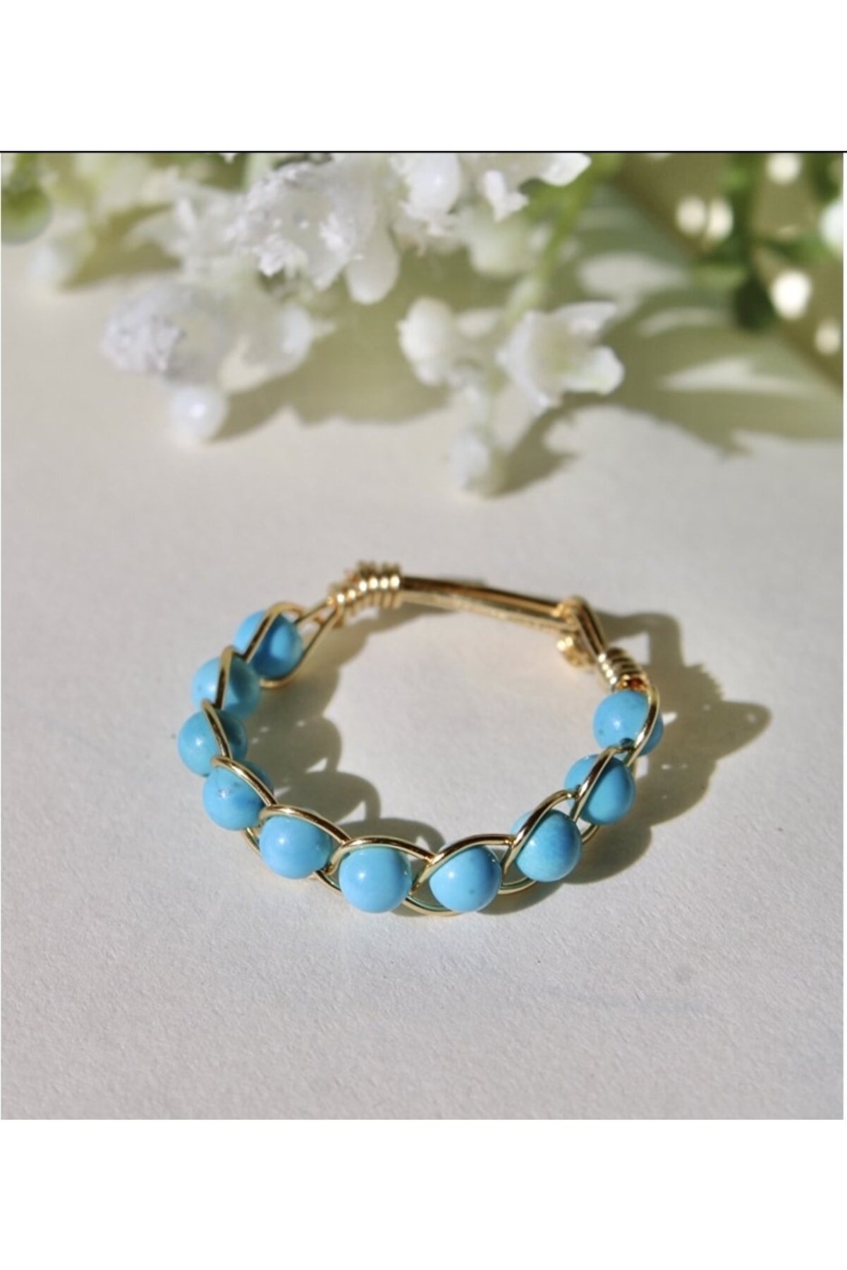 Mıçı Takı Silver Turkuaz Taşı Özel Tasarım Yüzük - Doğal Taş El Yapımı