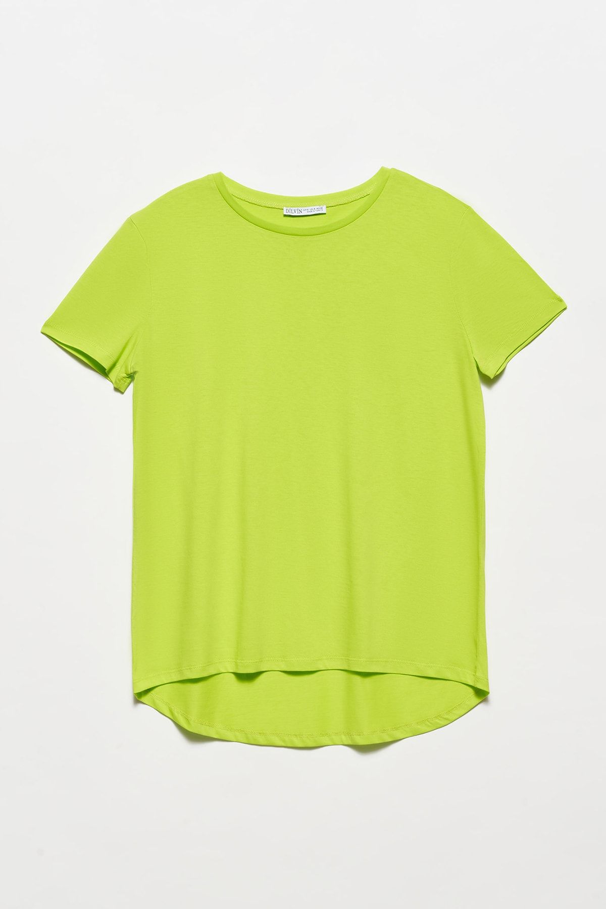 Dilvin Kadın Sarı 3471 Bisiklet Yaka Basic T-shirt