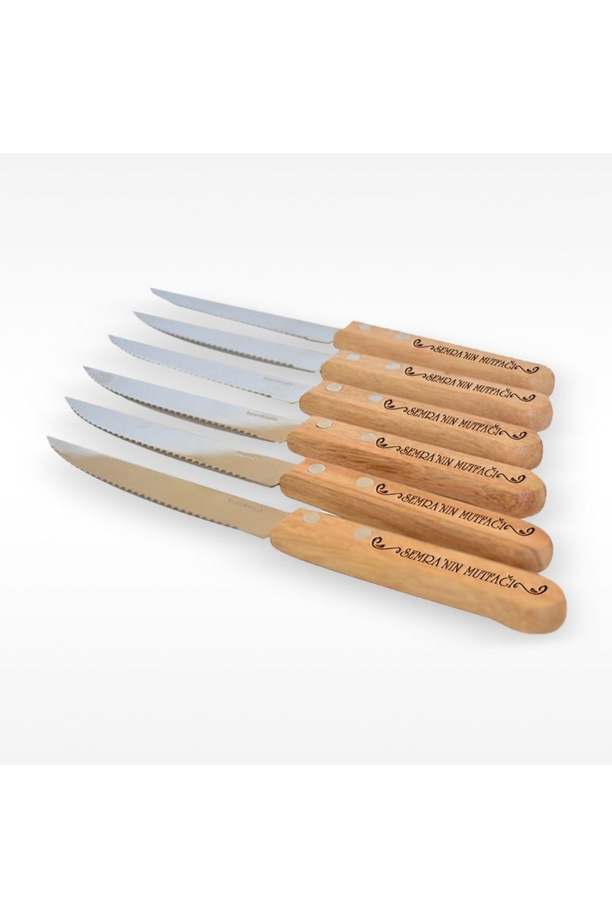 BK Kişiye Özel Bambu 6'lı Steak Bıçak Seti