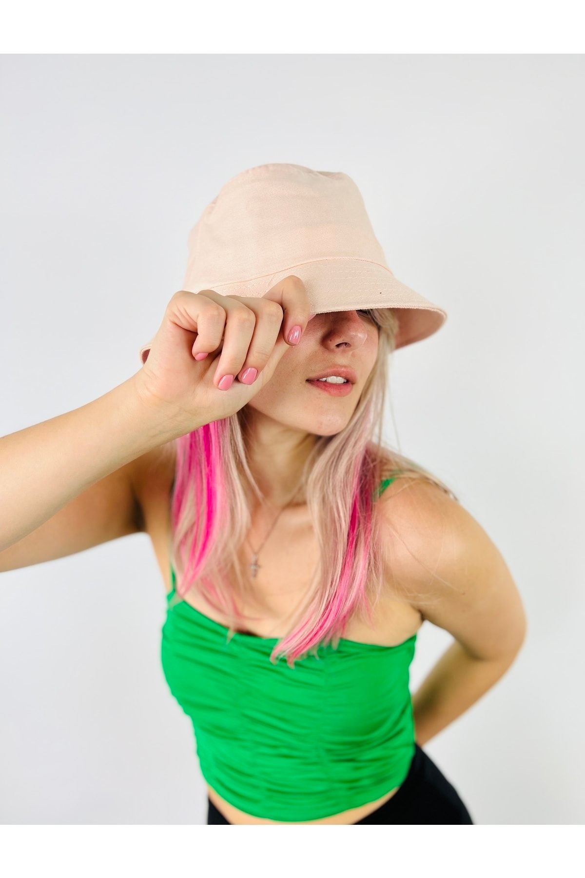 Moda Kızı Butik Bucket Kova Balıkçı Pastel Pudra Pembe Şapka