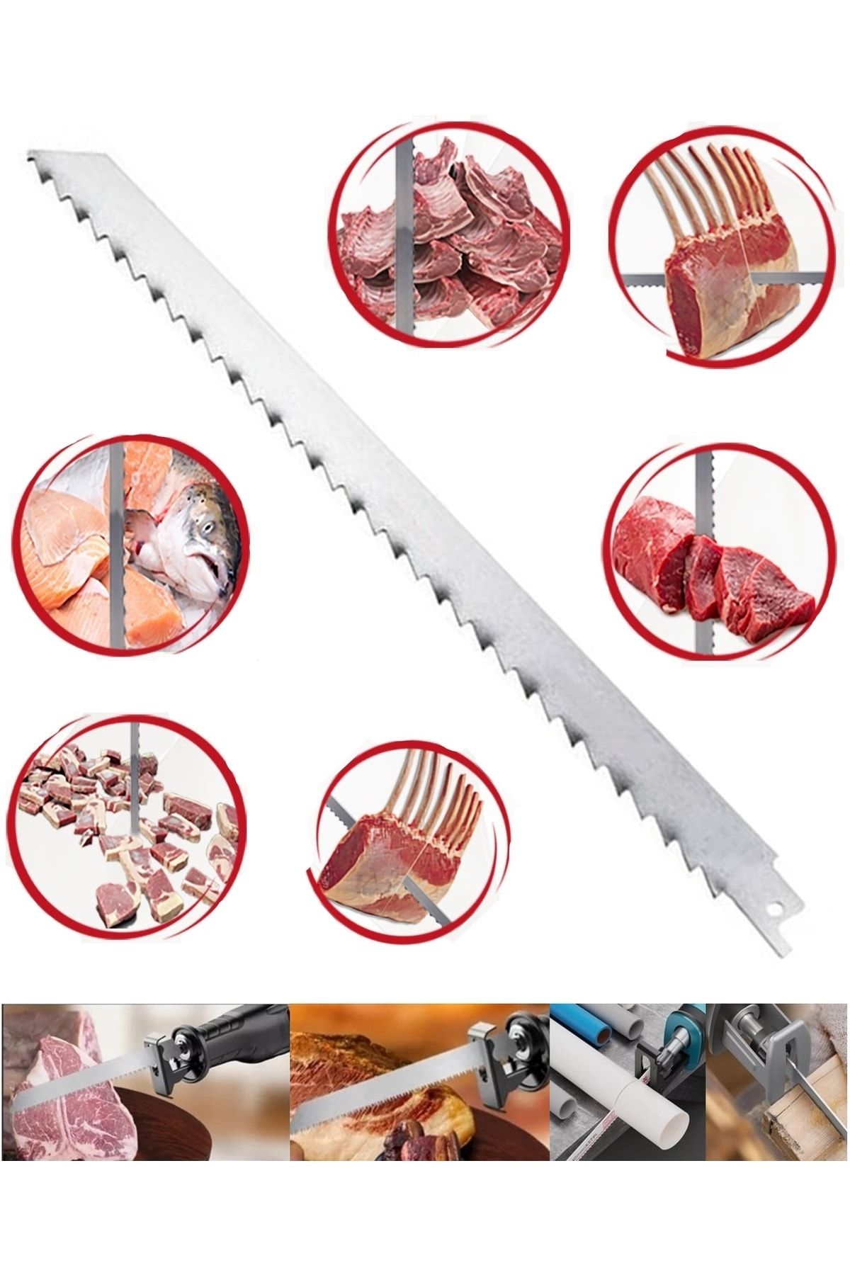 GATOR Tilki Kuyruğu Testeresi Kemik Et Kesme Bıçağı Ucu 30 Cm Paslanmaz Çelik Boyasız
