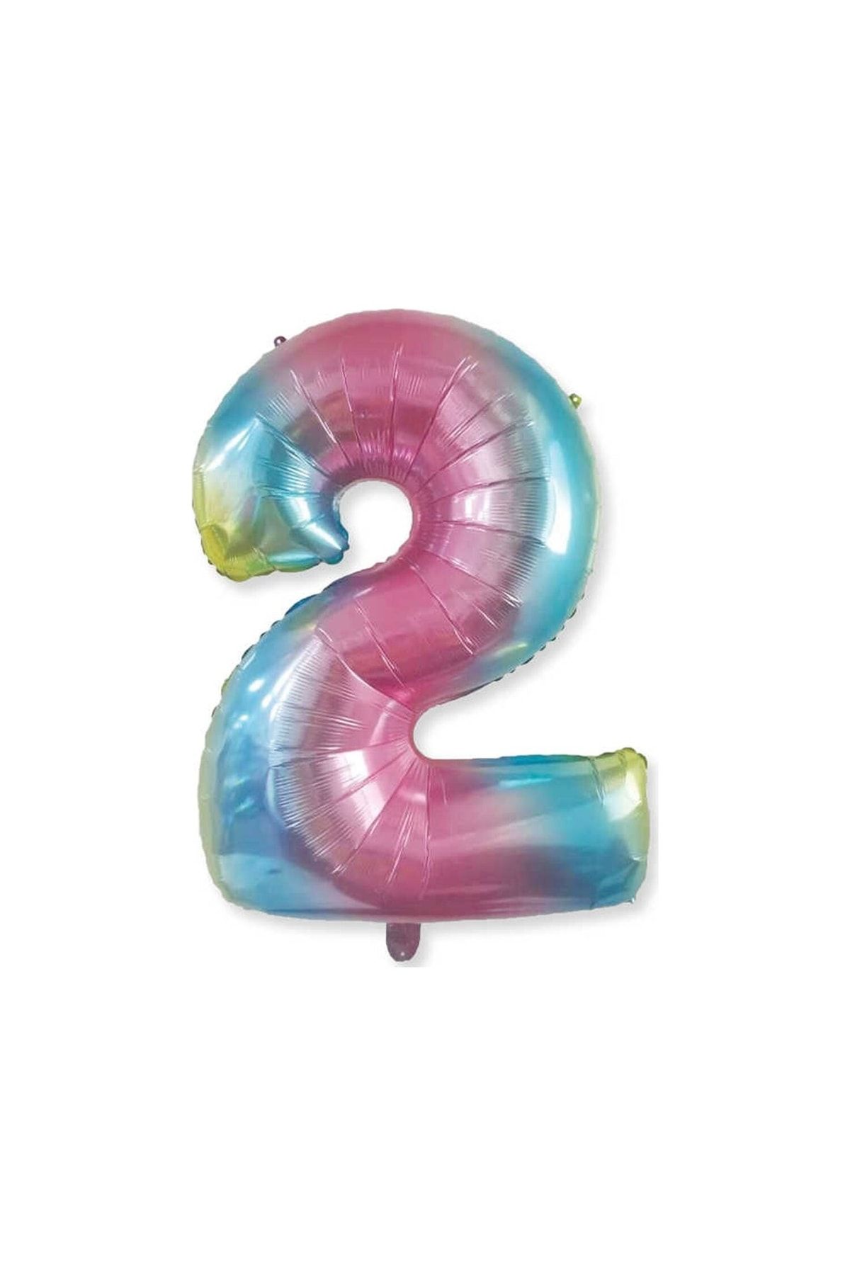 HKNYS 2 Yaş -rakam Sayı Folyo Balon 100 Cm Rengarenk -gökkuşağı Renkli Folyo Balon-helyum Gazı Uyumludur