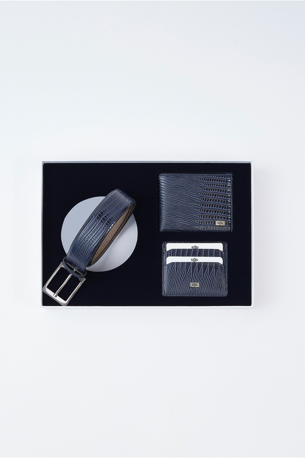 Kiğılı Lezard Desen Kemer & Cüzdan & Kartlık Set