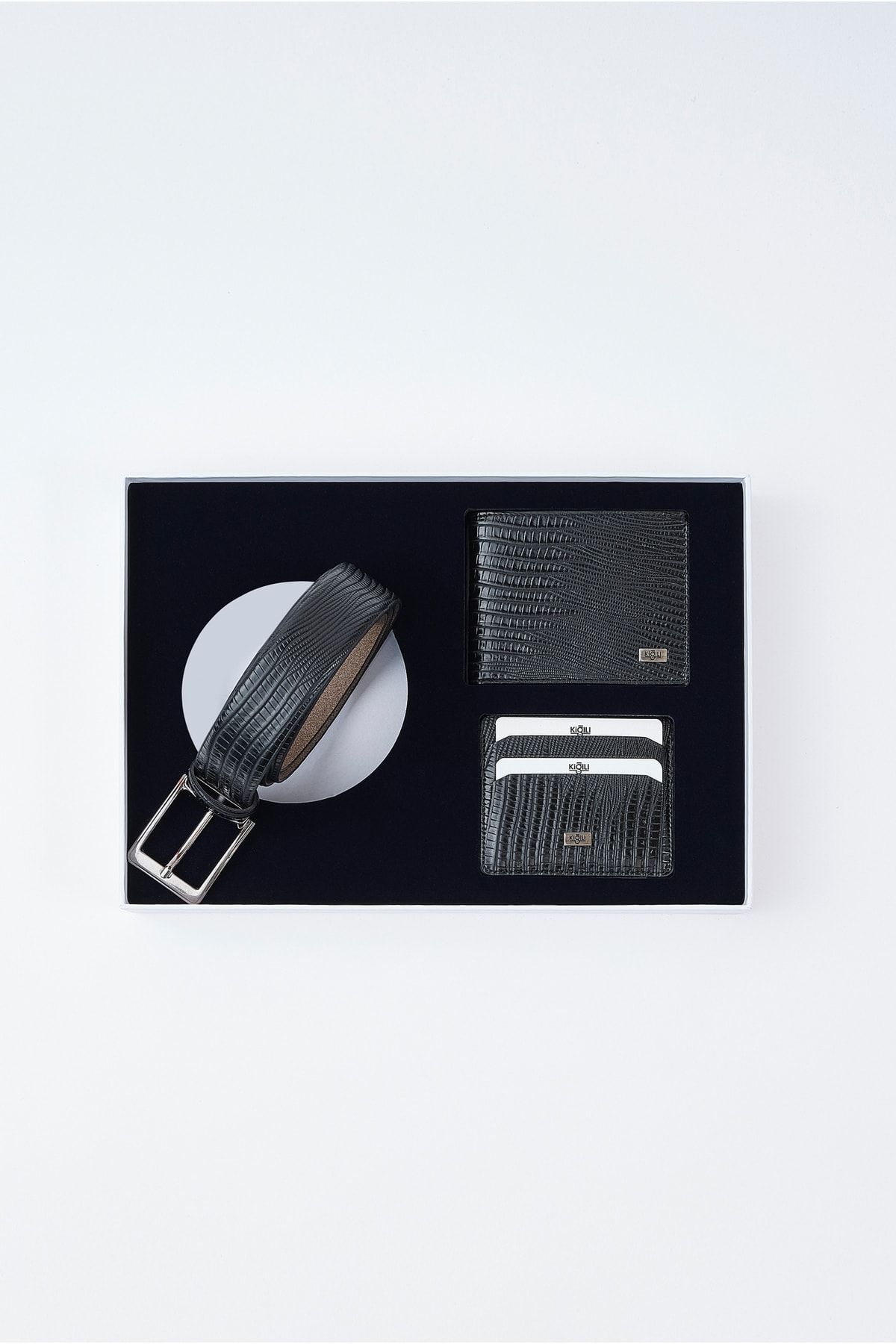 Kiğılı Lezard Desen Kemer & Cüzdan & Kartlık Set
