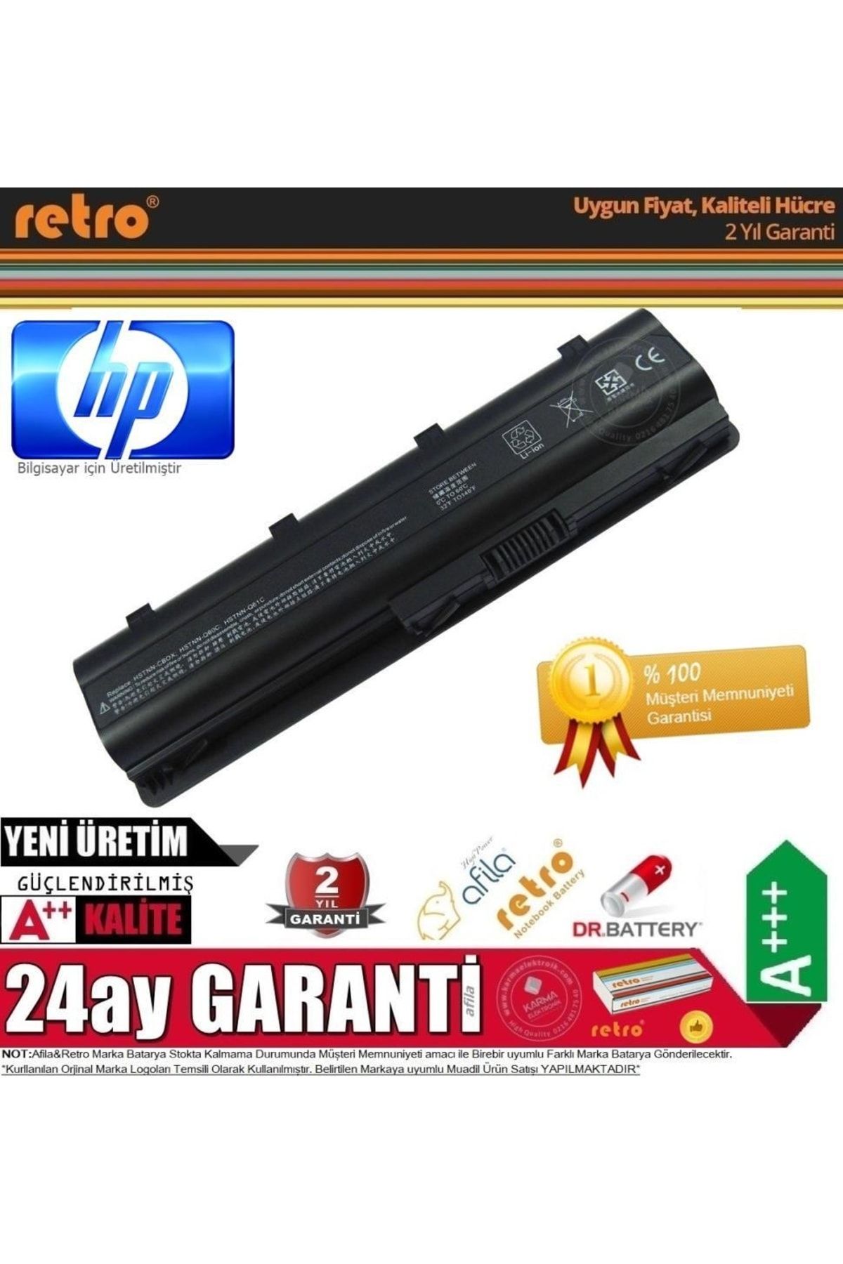 HP Mu06, G56, G62, Cq42, G6-1000 Notebook Bataryası - Pili 6cell / Rcl-040**