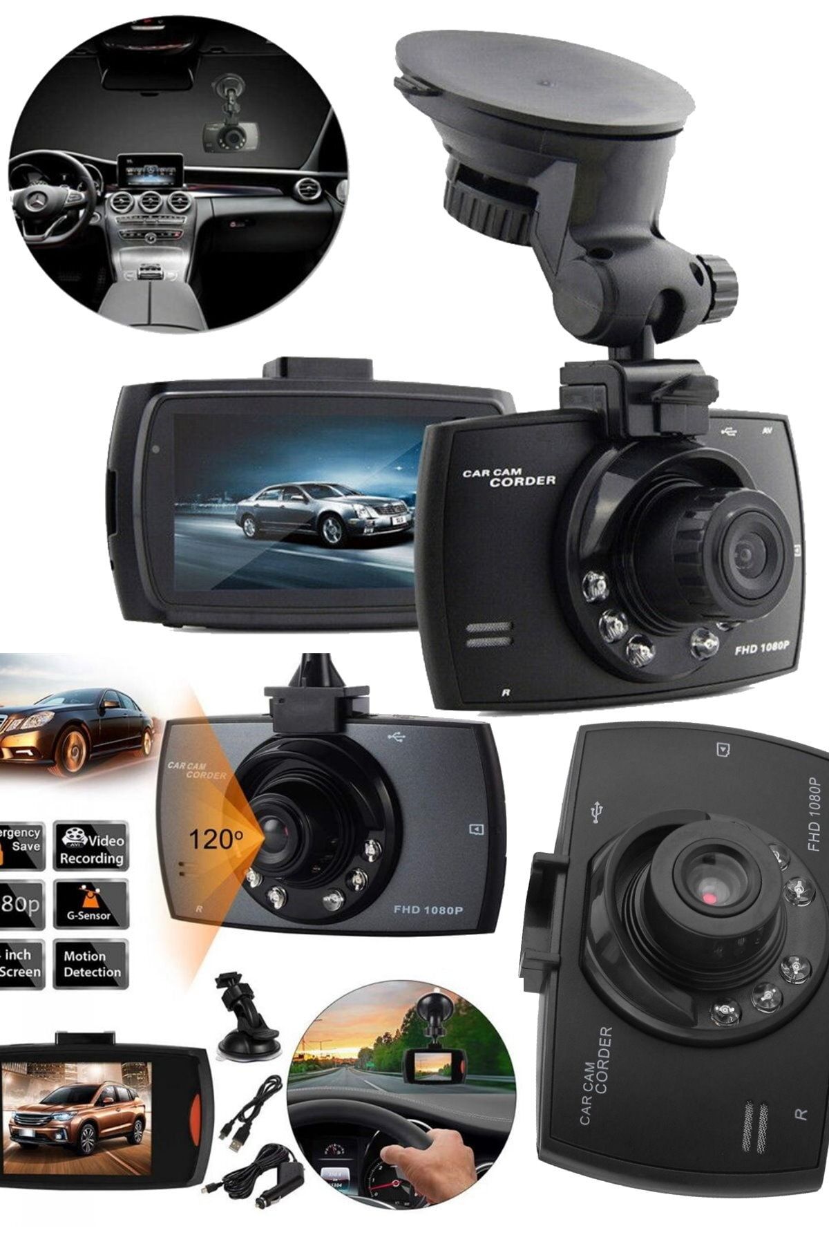 Utelips Video Kayıt Kamerası 1080p Hd Gece Görüşlü Kamera Güvenli Araba Cama Takılan Sürüş Yolculuk Kaydeden