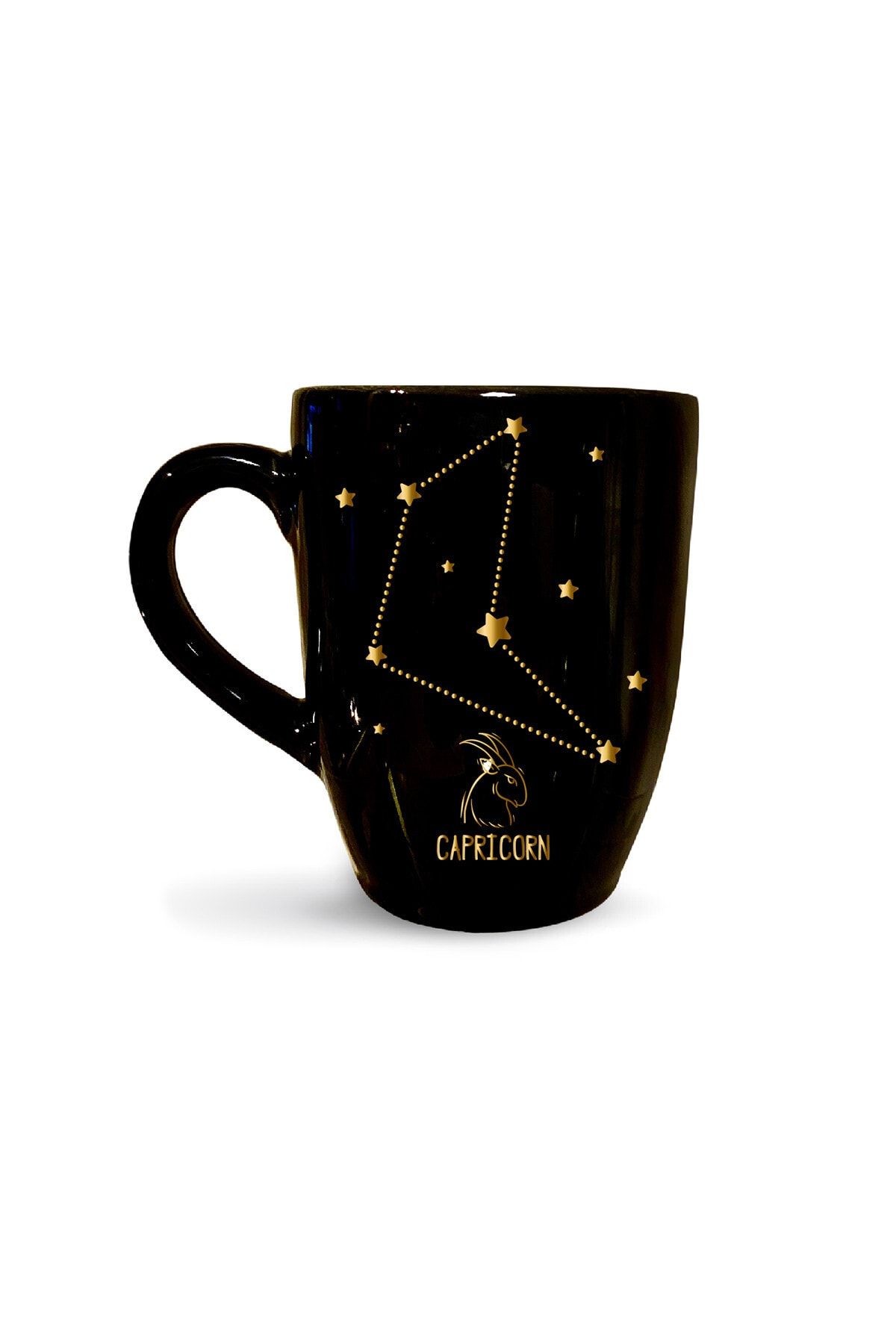 Vivas Yıldız Haritalı Oğlak Burcu Siyah Kupa - Burçlu kahve kupası kupa bardak kahve fincanı