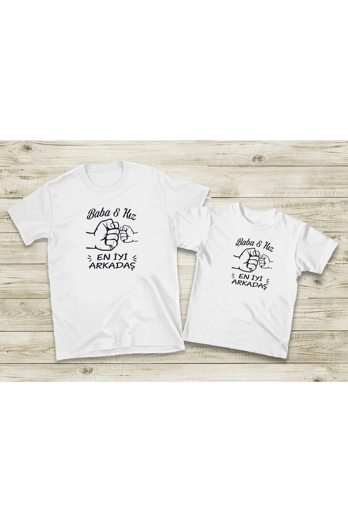 venüsdijital Baba Kız Çocuk En Iyi Arkadaş Beyaz Tshirt(tekli Üründür Kombin Yapmak Için 2 Adet Sepete Ekleyiniz)