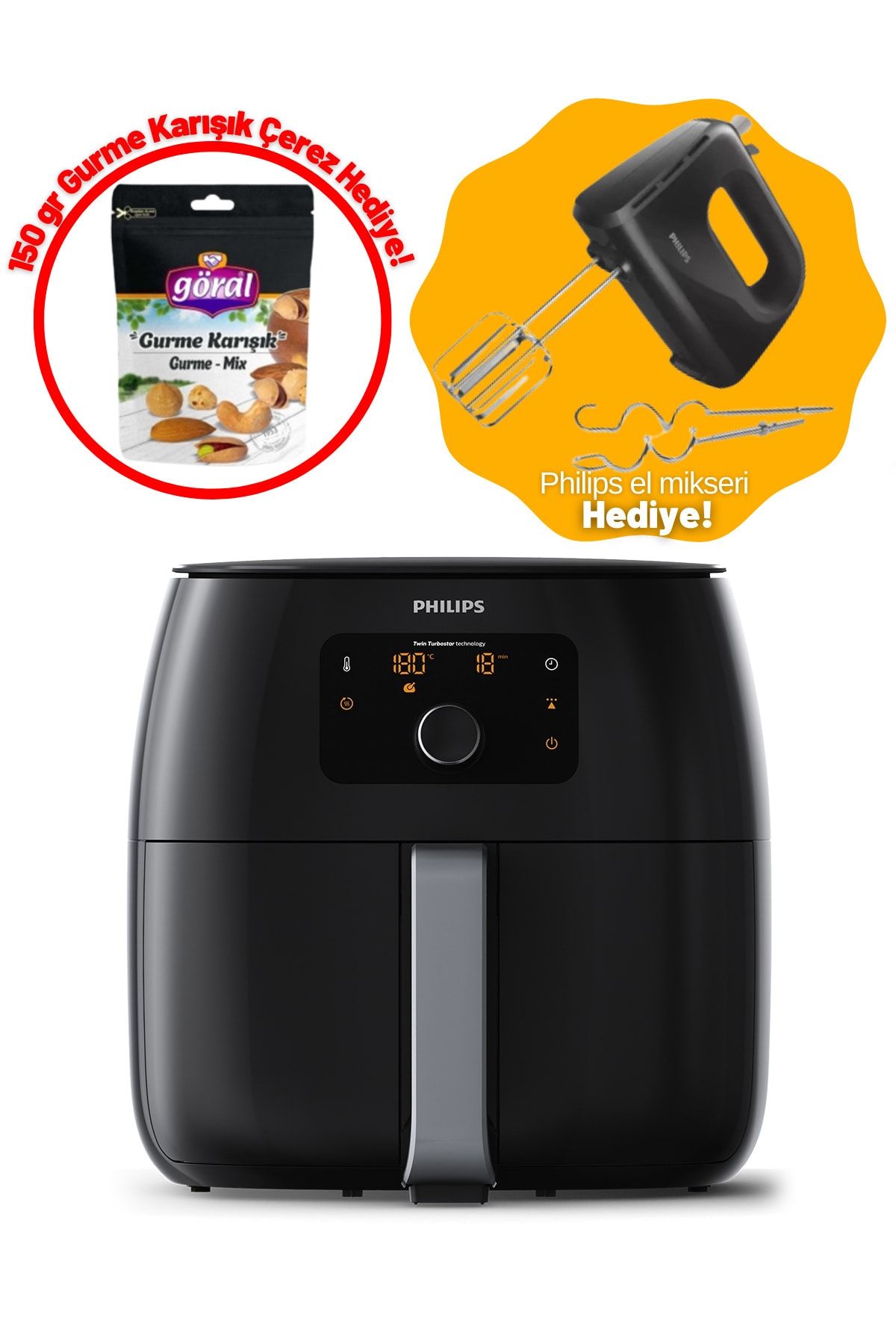 Philips Hd9650/90 Airfryer Xxl Fritöz Hr3705 El Mikseri Hediyeli 2 Yıl Türkiye Garantisi