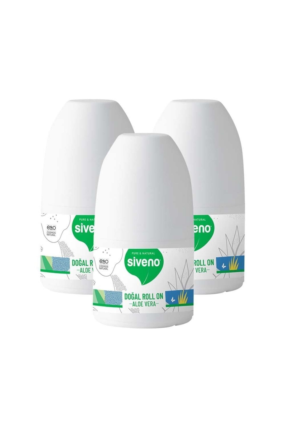 Siveno %100 Doğal Roll-On Aloe Vera Deodorant Ter Kokusu Önleyici Bitkisel Lekesiz Vegan 50 ml X 3 Adet