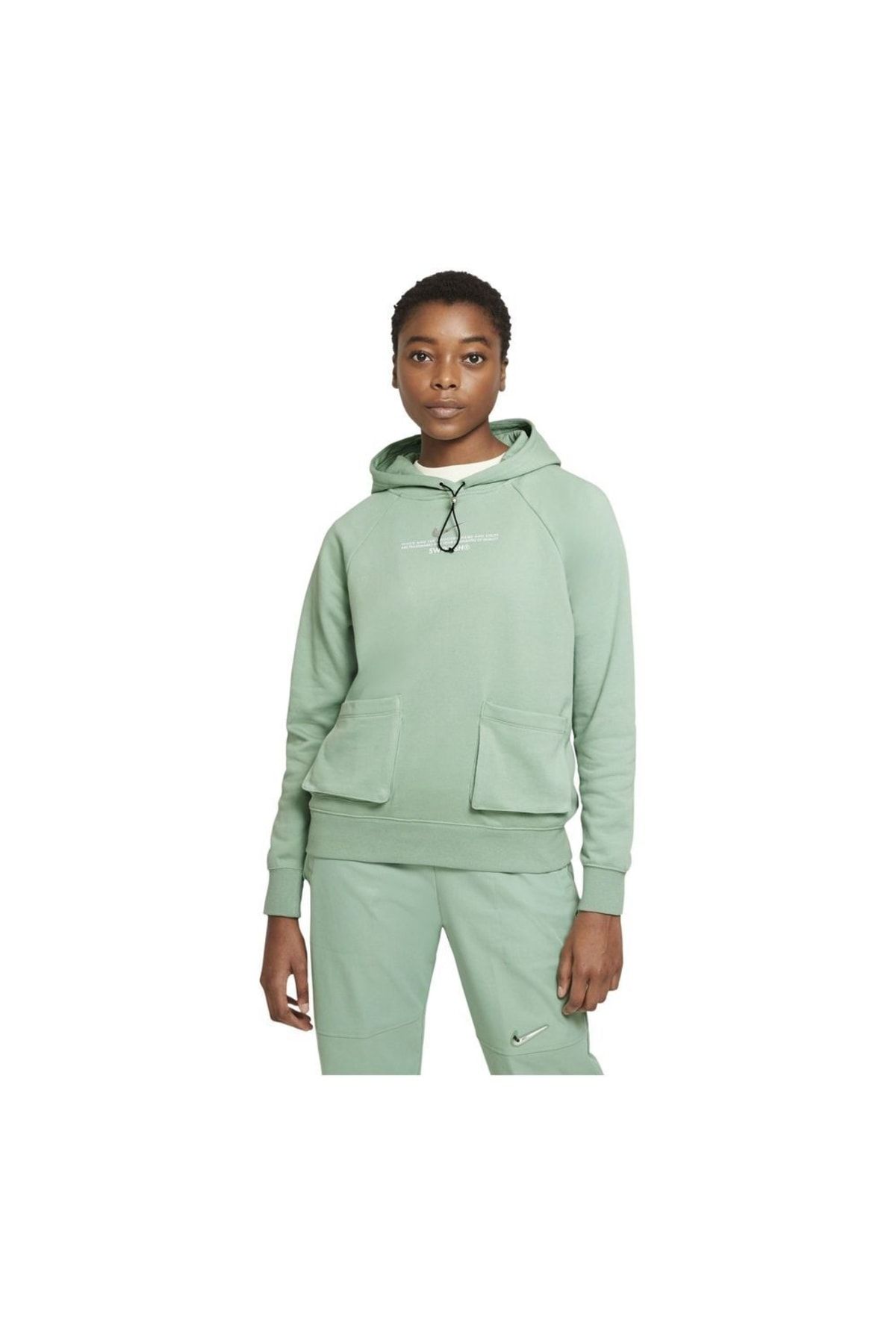Nike Sportswear Swoosh French Terry Hoodie Kadın Sweatshirt - Yeşil Cz8896-006