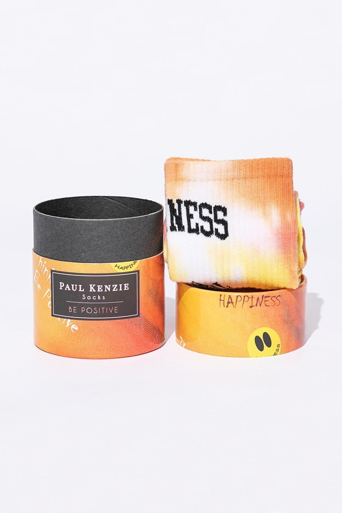 Paul Kenzie Smile - Dye Unisex Batik Desenli Dikişsiz Tenis Çorap - Be Positive