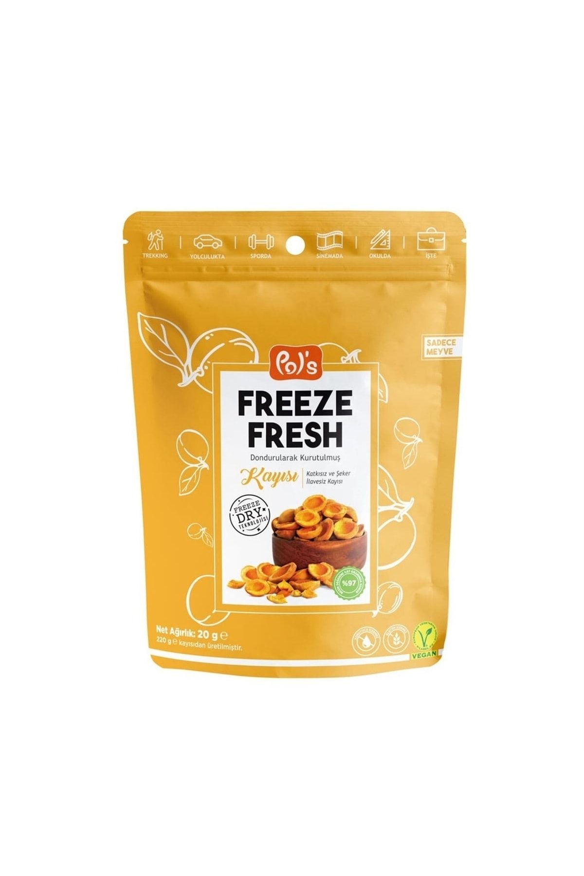 Pol's Freeze Fresh Dondurularak Kurutulmuş Kayısı 20 gr