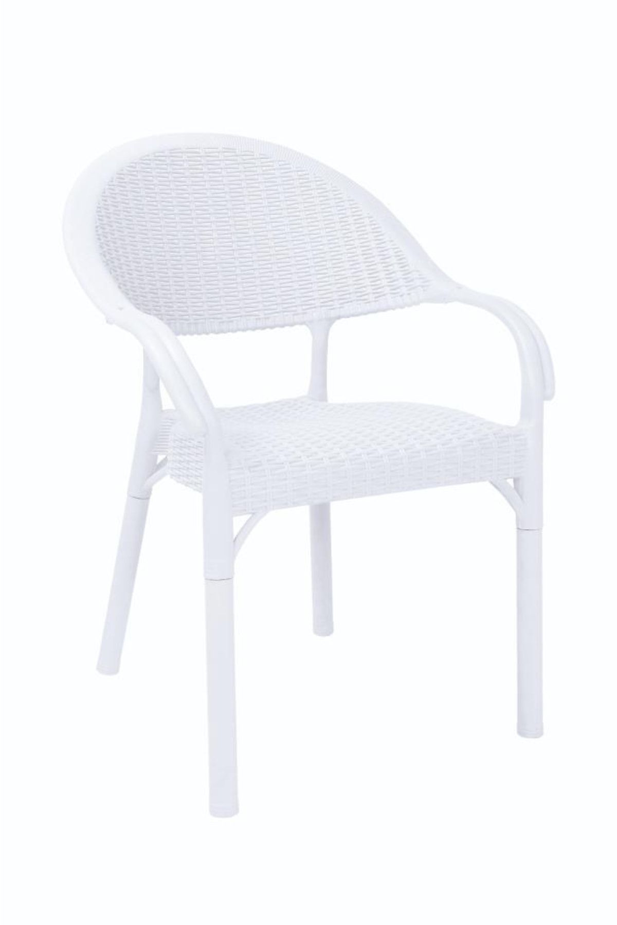 Sadık Plastik SP Capissi Bambu  Beyaz Rattan Kollu Sandalye Koltuk