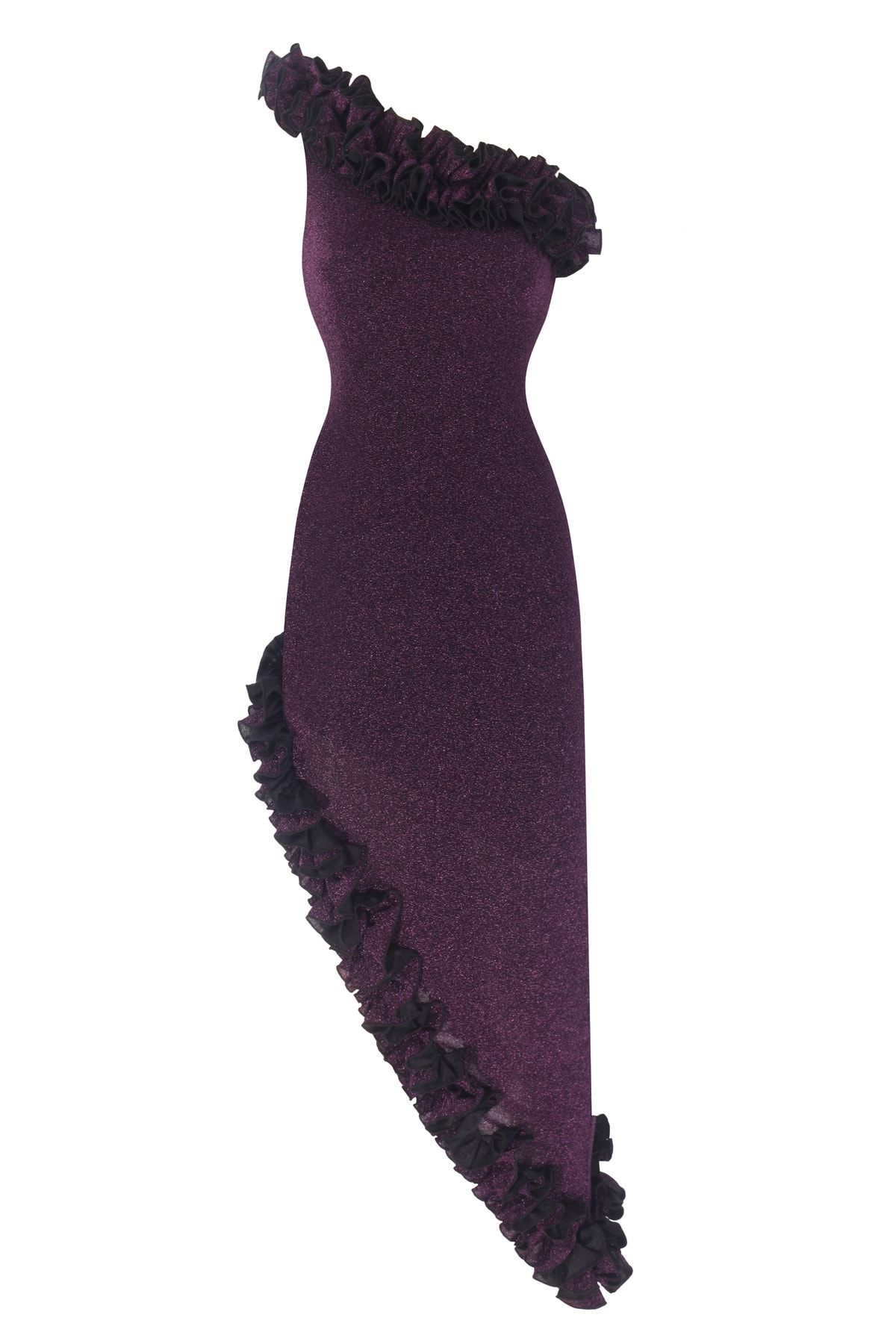 Nur Karaata Florentina Long Sparkle Purple Elbise