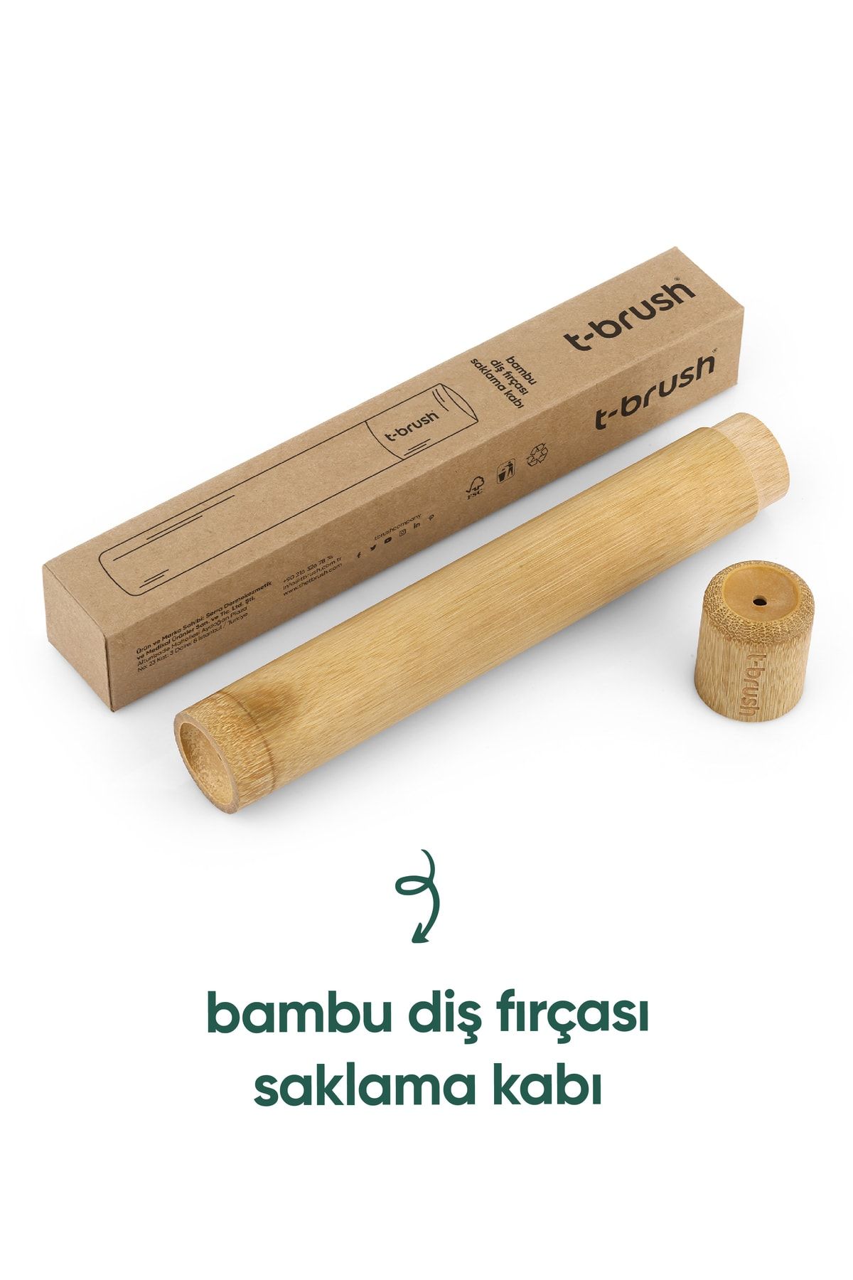 TBRUSH T-brush Bambu Diş Fırçası Saklama Kabı