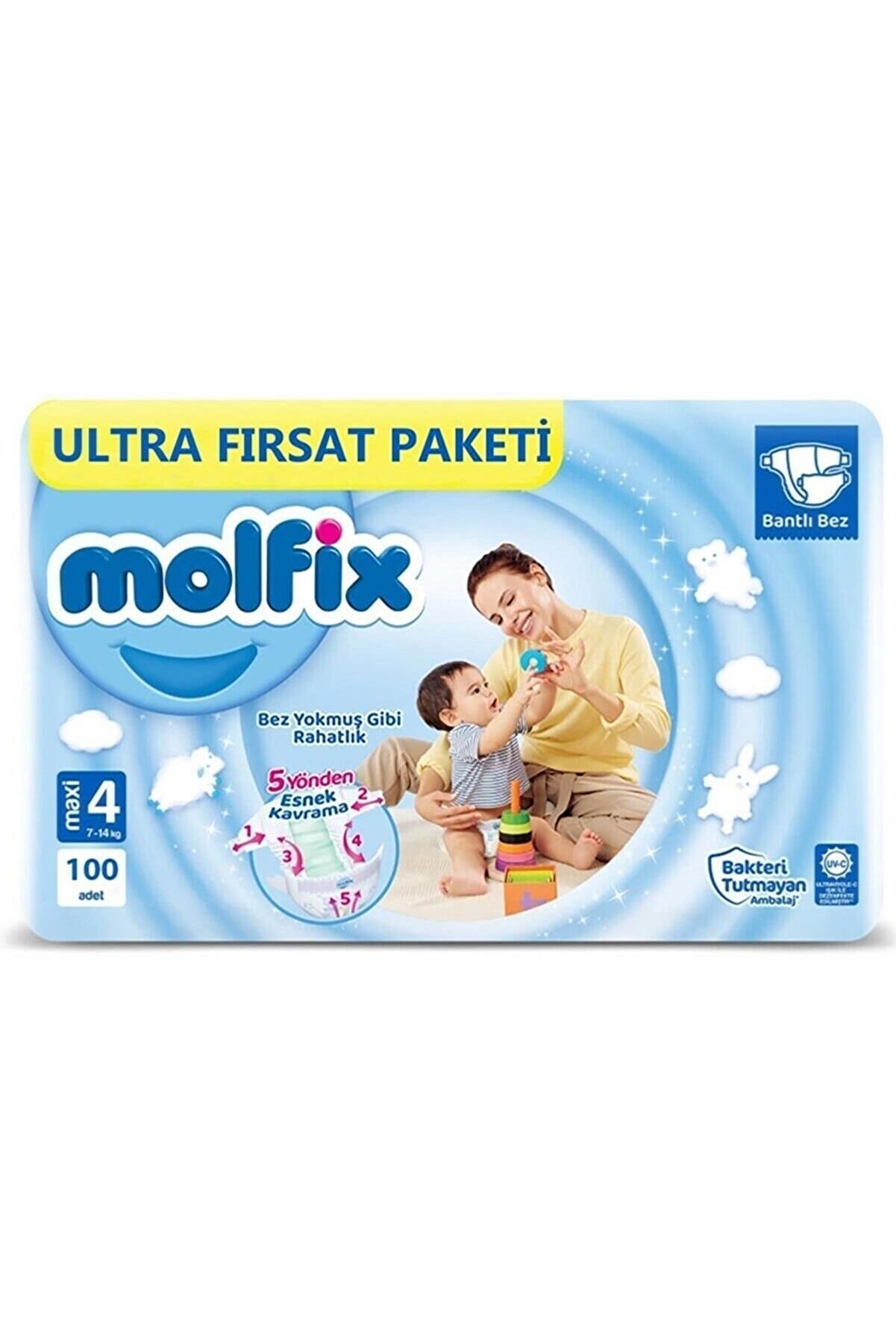 Molfix Bebek Bezi Ultra Fırsat Paketi Maxi 4 No 100 Lü molfix4100