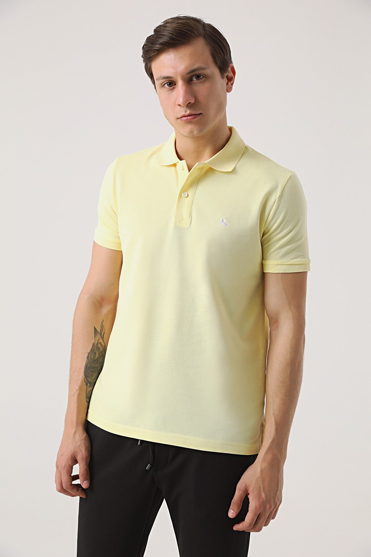 D'S Damat Regular Fit Sarı %100 Pamuk Polo Yaka T-shirt