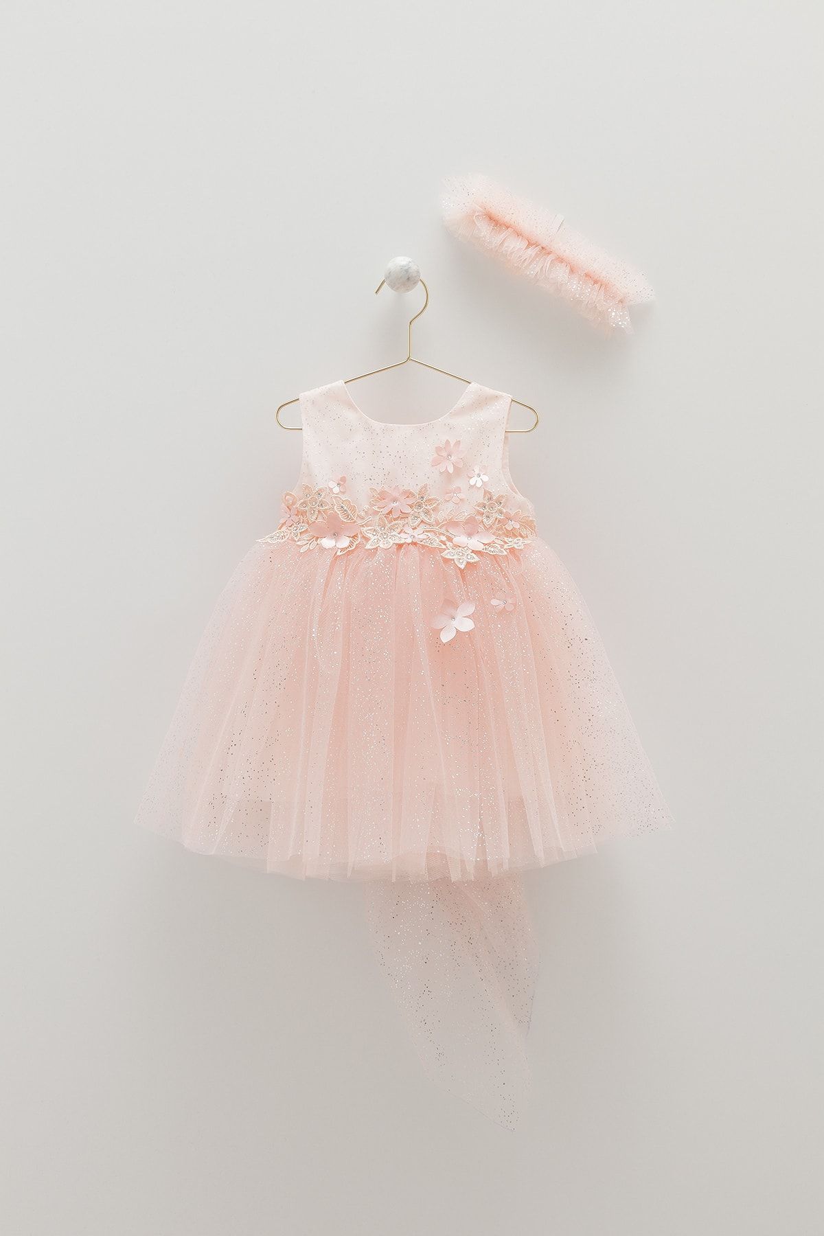 Caramell Kız Bebek Parti Doğum Günü Abiye/bandanalı Tütü Etekli Prenses Elbise (DRESSES) Mendil Hediyeli