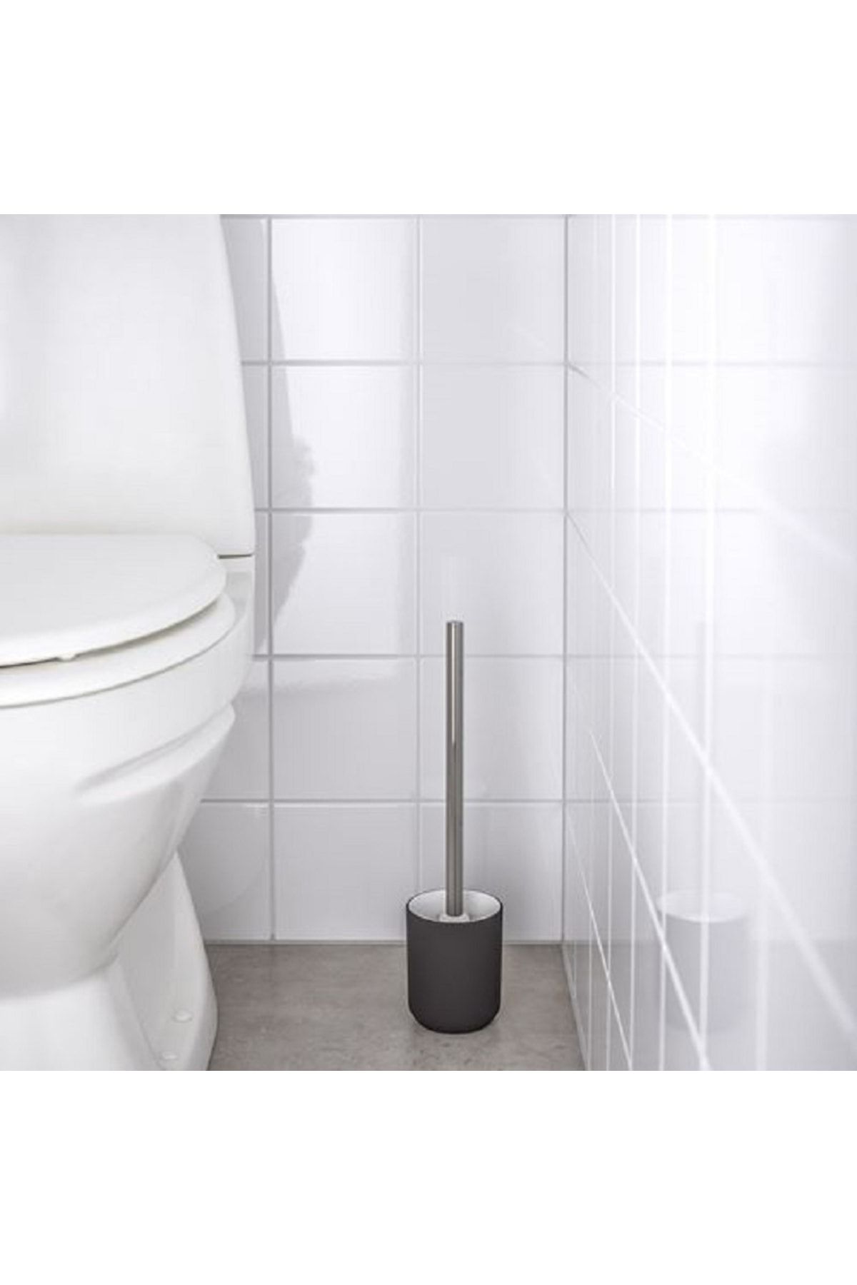 IKEA Ekoln Stoneware Seramik Tuvalet Fırçası Koyu Gri