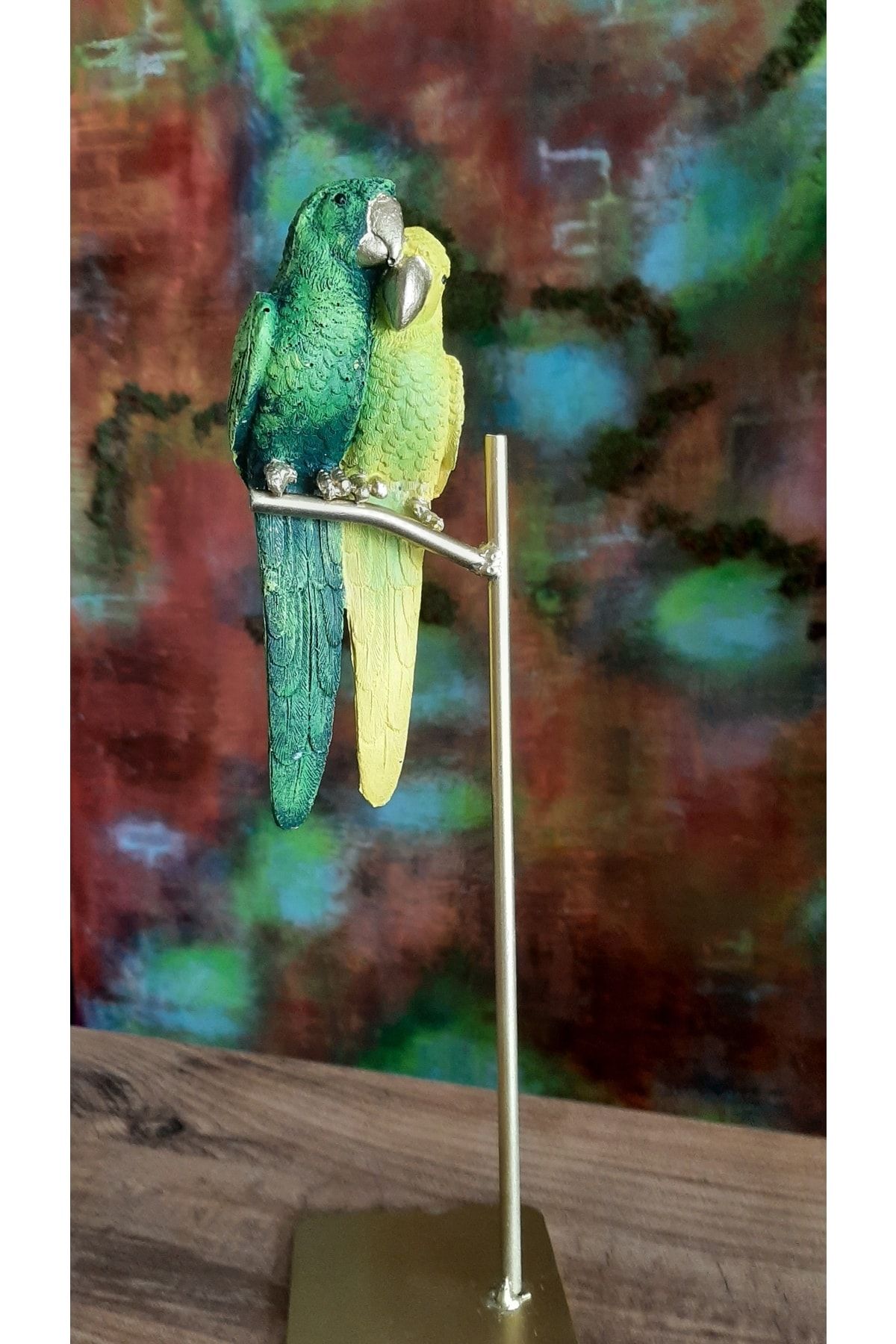 Vip Sanat Dekoratif Çift Papağan Biblo