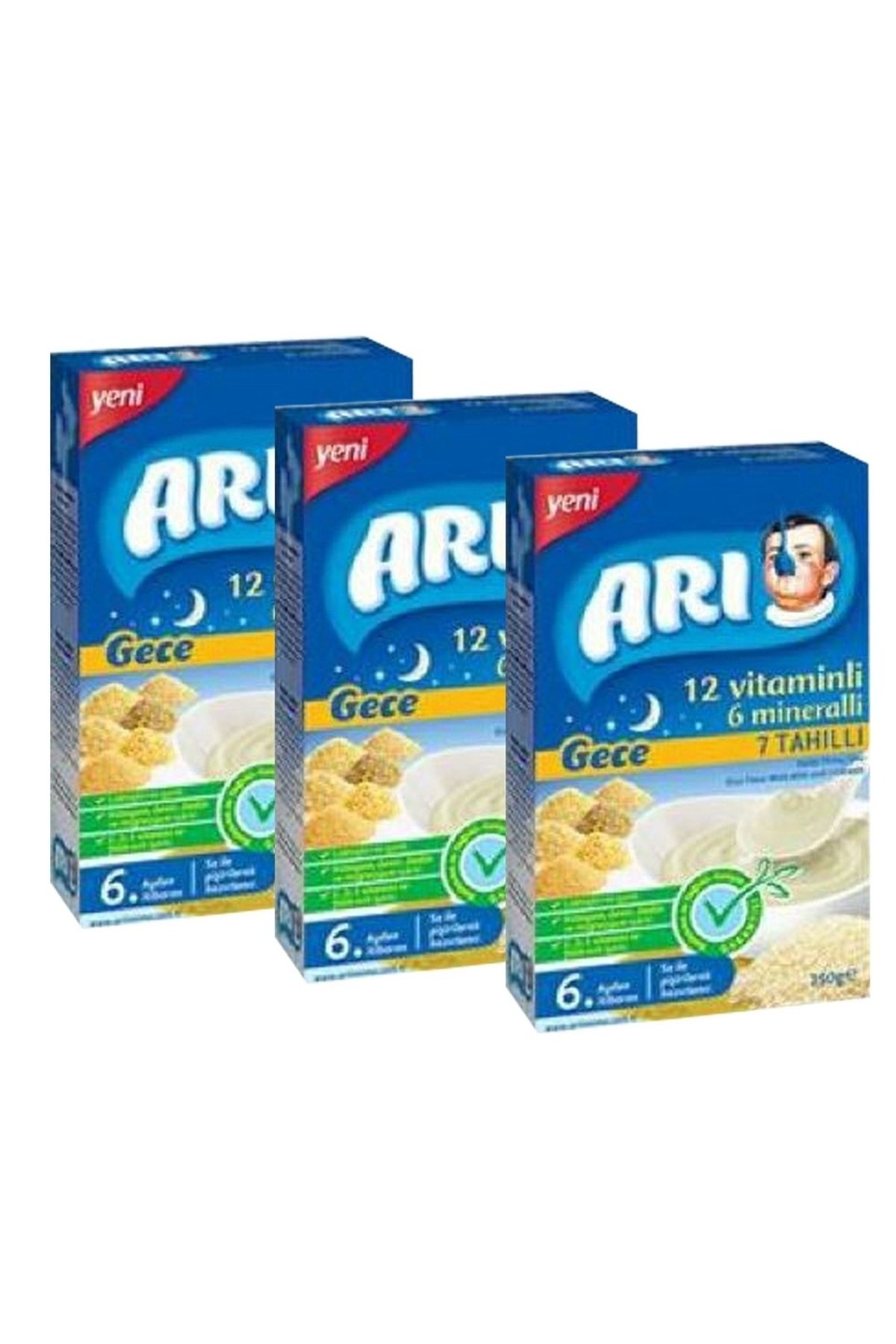 ARI Mama 7 Tahıllı Sütlü (GECE) Pirinç Unu Kaşık Mama 250 gr X 3 Adet