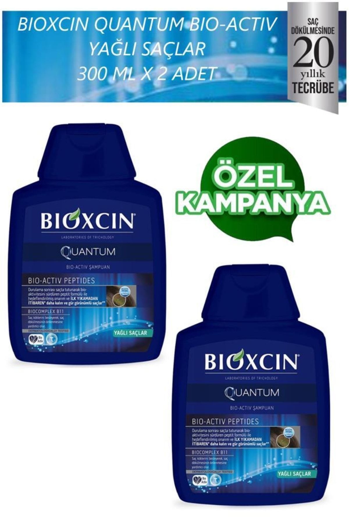 Bioxcin Quantum Bio Activ Şampuan Yağlı Saçlar Için 300 Ml X 2 Adet