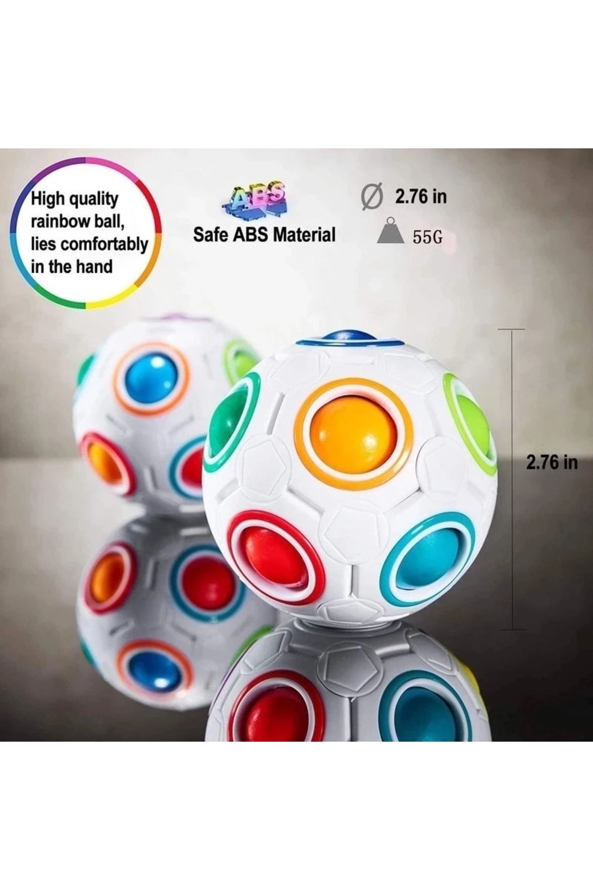 BASRİHOME Sihirli Rubik Küp Gökkuşağı Futbol Topu Bulmaca Eğitici Zeka Küpü