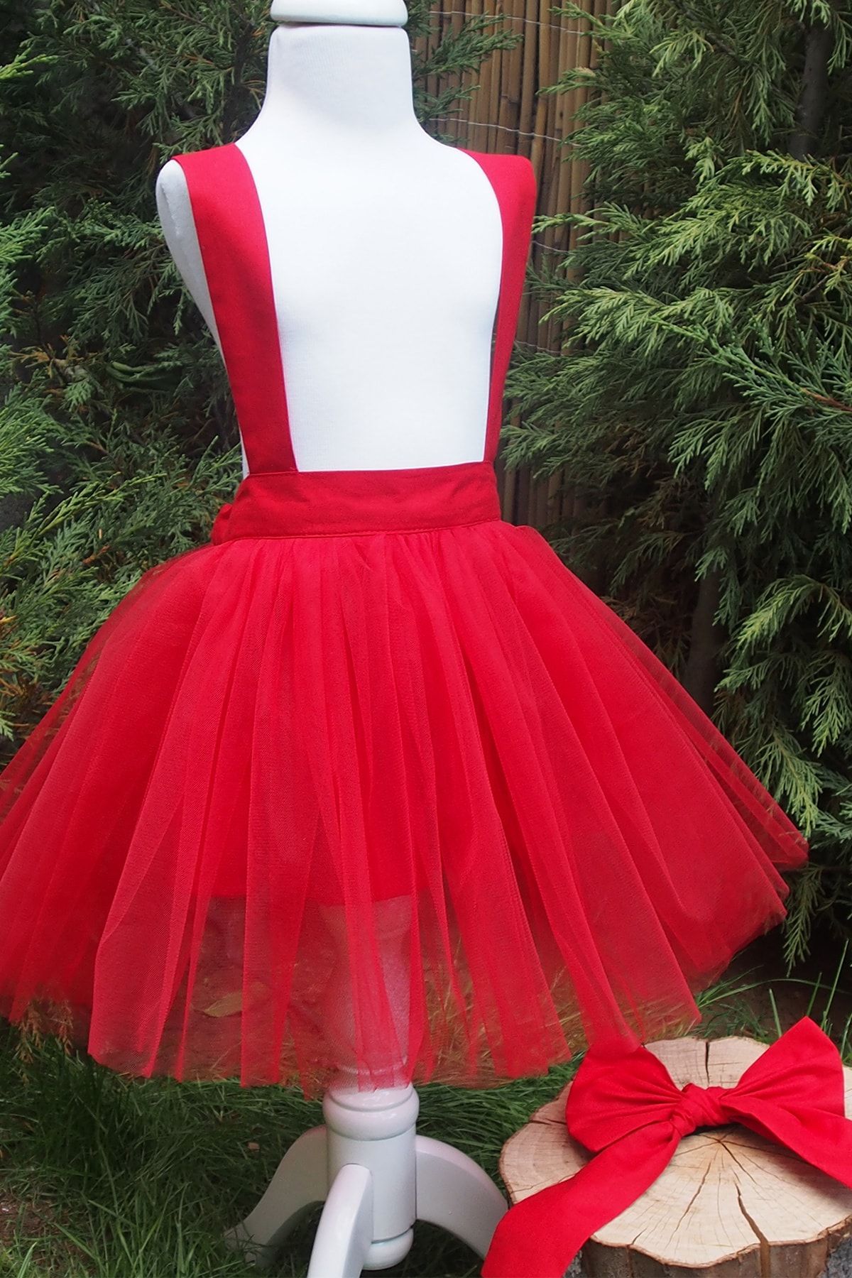 Shecco Babba Kırmızı Kız Çocuk Tütü Elbise Bandana Takım 1-10 Yaş Doğum Günü Elbisesi