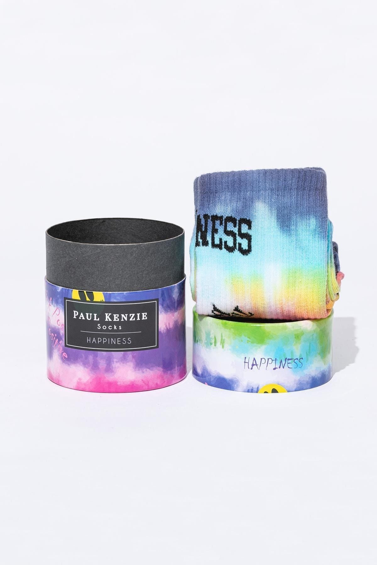 Paul Kenzie Smile - Dye Unisex Batik Desenli Dikişsiz Tenis Çorap - Happiness