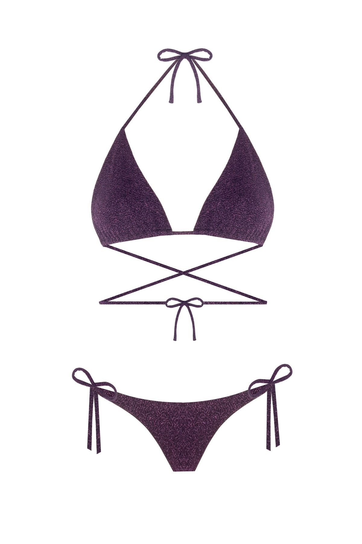 Nur Karaata Triangle Sparkle Purple Bikini