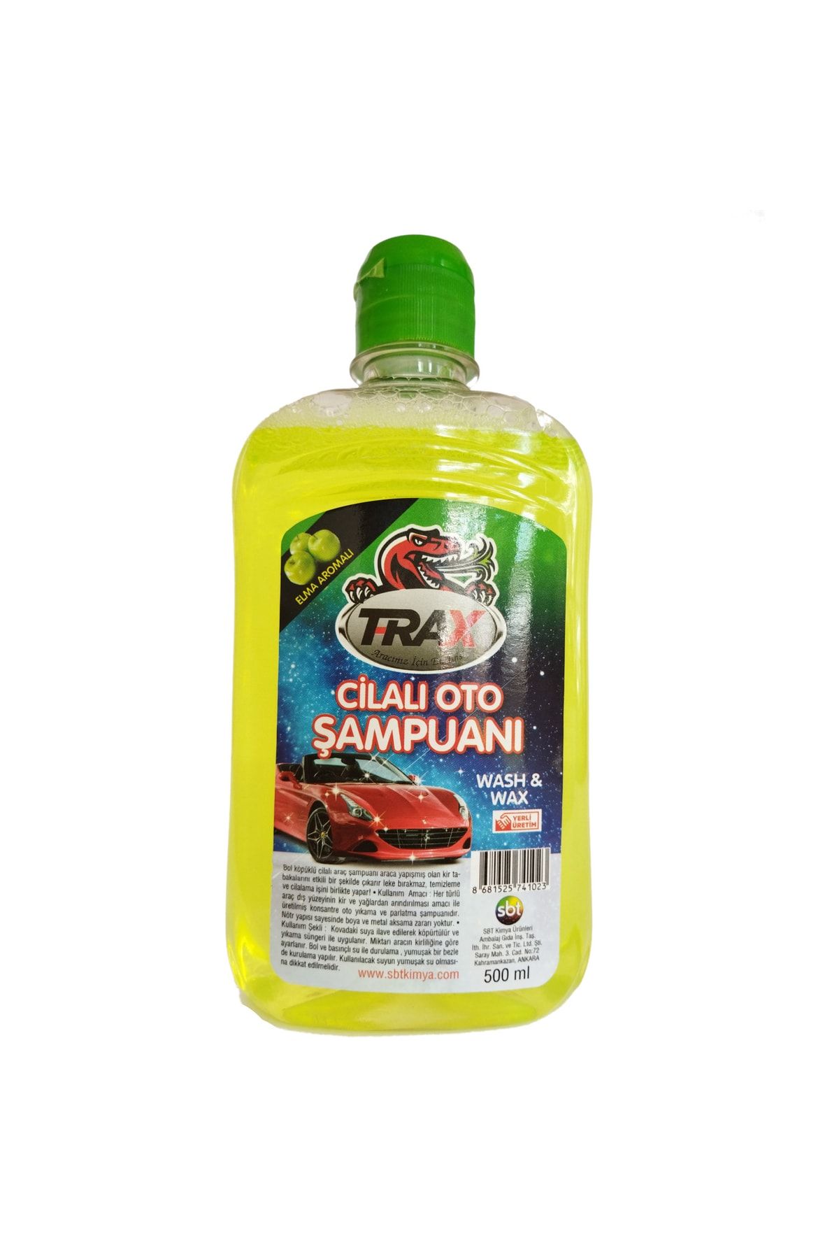 TRAX Oto Şampuanı Elmalı Araba Cilalı Süper Kalite Etkili Temizlik 500 Ml