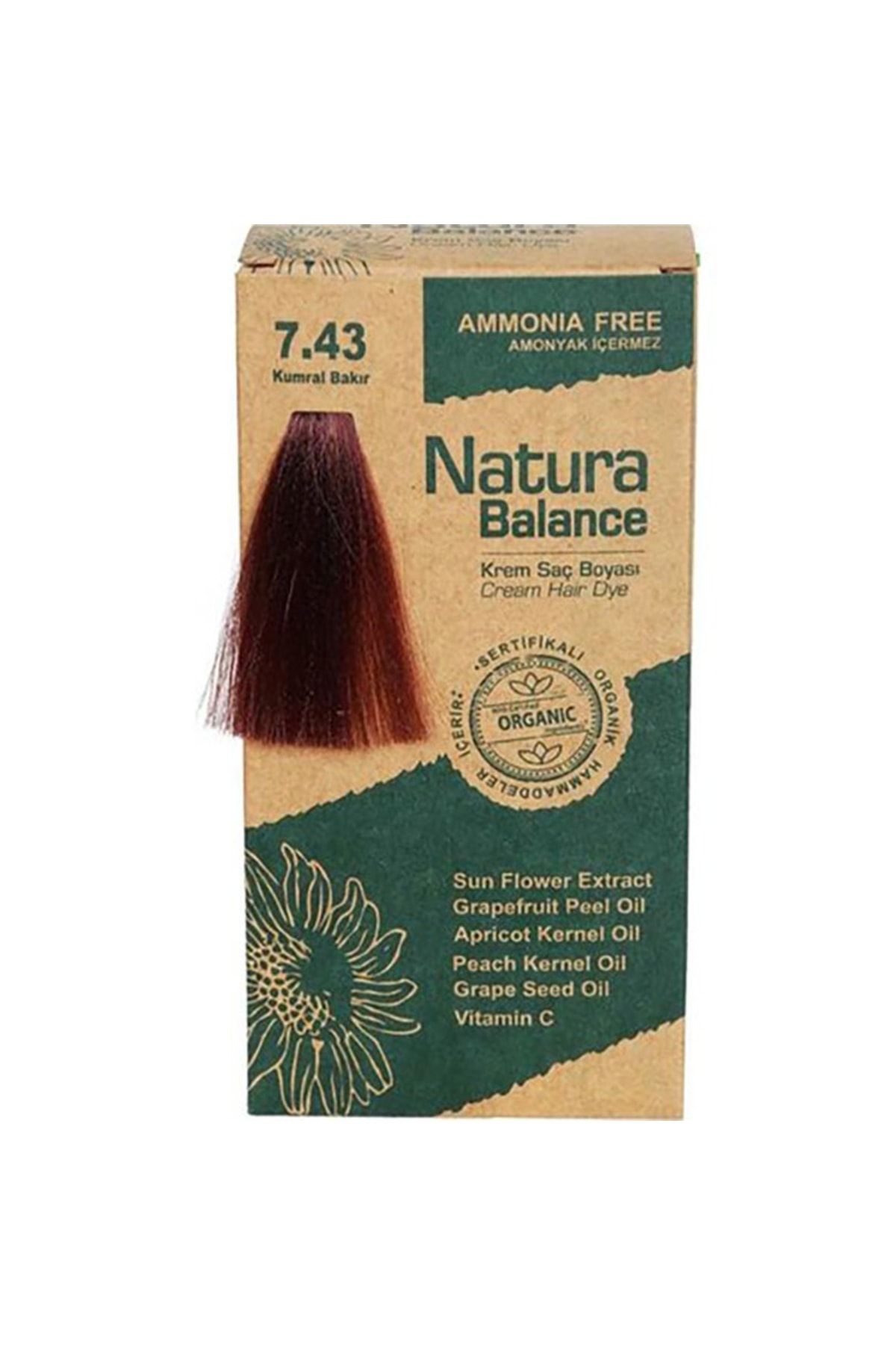 NATURABALANCE Natura Balance Organik Saç Boyası Seti Kumral Bakır 7.43