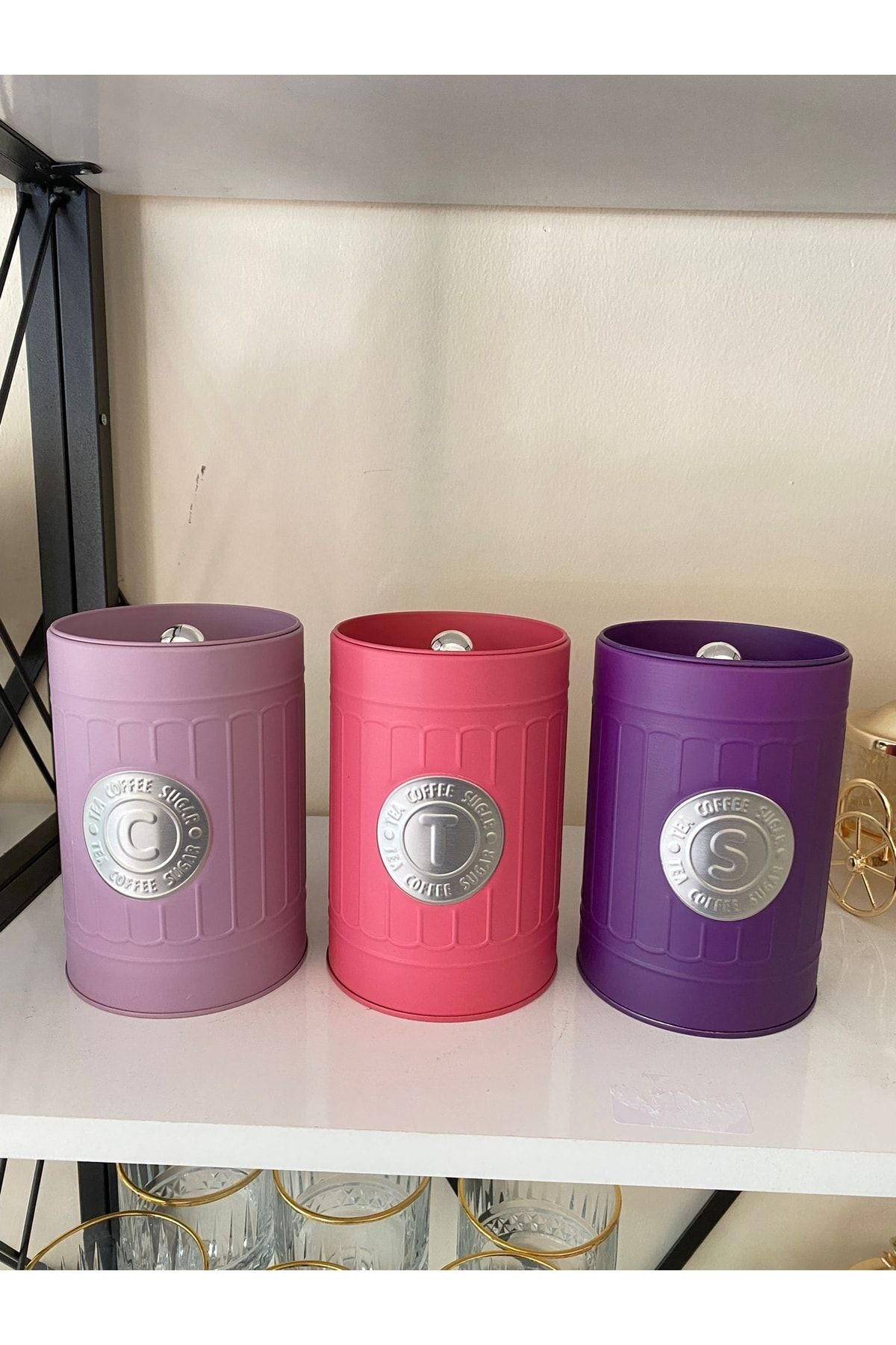 İmren Collection 3lü Metal Çay Şeker Kahve Saklama Kutusu 1000gr 1200gr