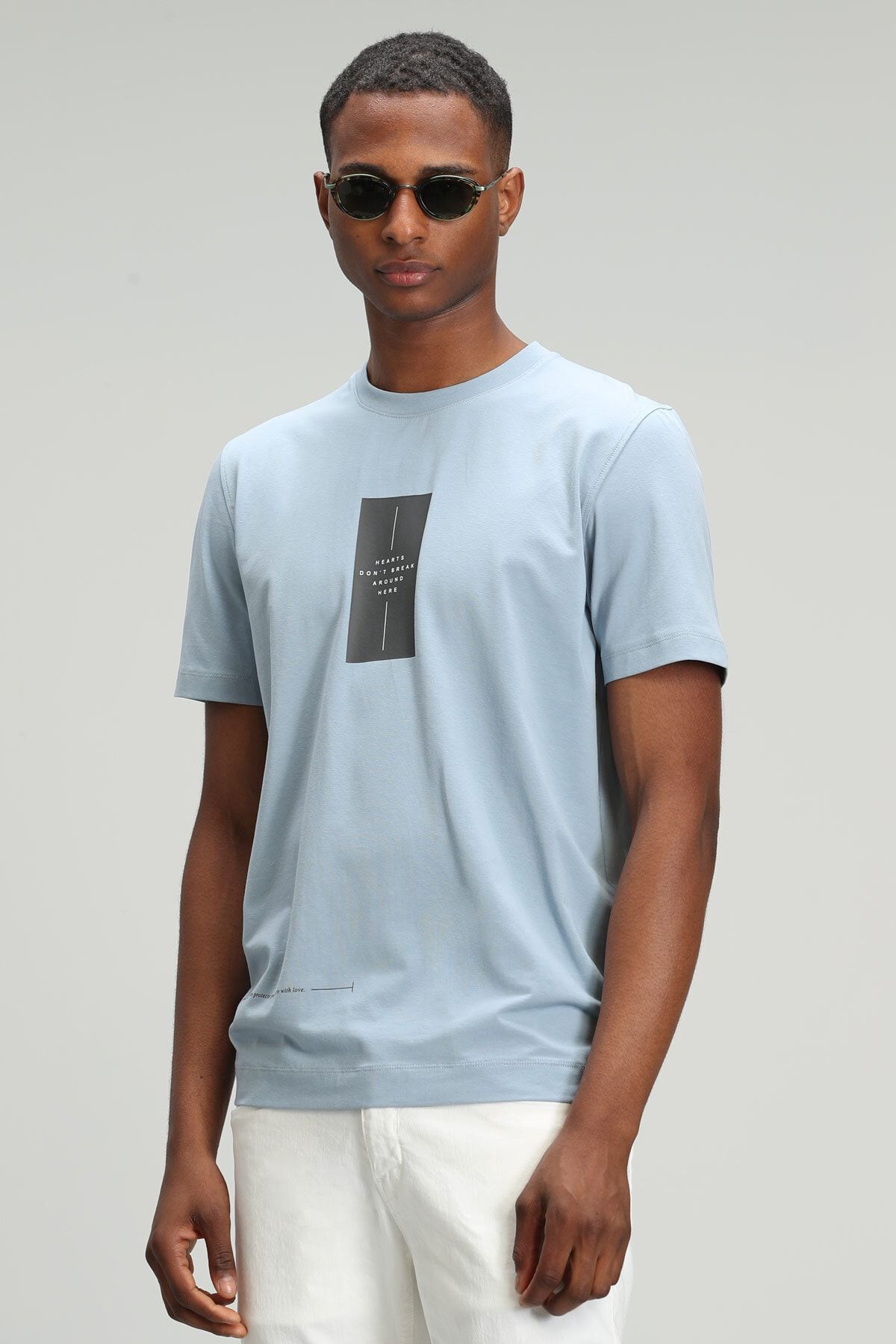 Lufian Savona Modern Grafik T- Shirt Mavi