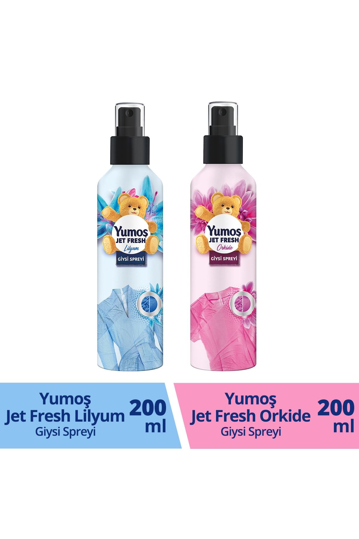 Yumoş Jet Fresh Giysi Spreyi Lilyum 200 Ml 1 Adet+ Jet Fresh Giysi Spreyi Orkide 200 Ml 1 Adet