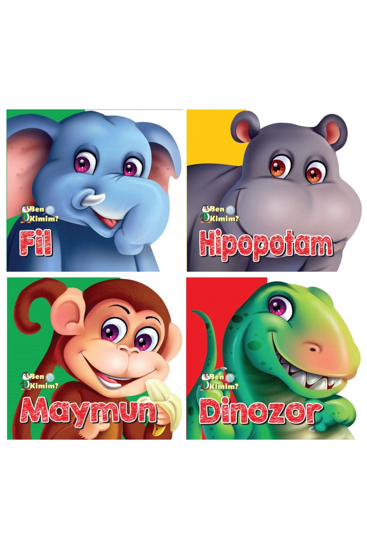 Yağmur Çocuk Ben Kimim Serisi - Fil + Hipopotam + Maymuny + Dinozor (4kitap)(2-3 Yaş)