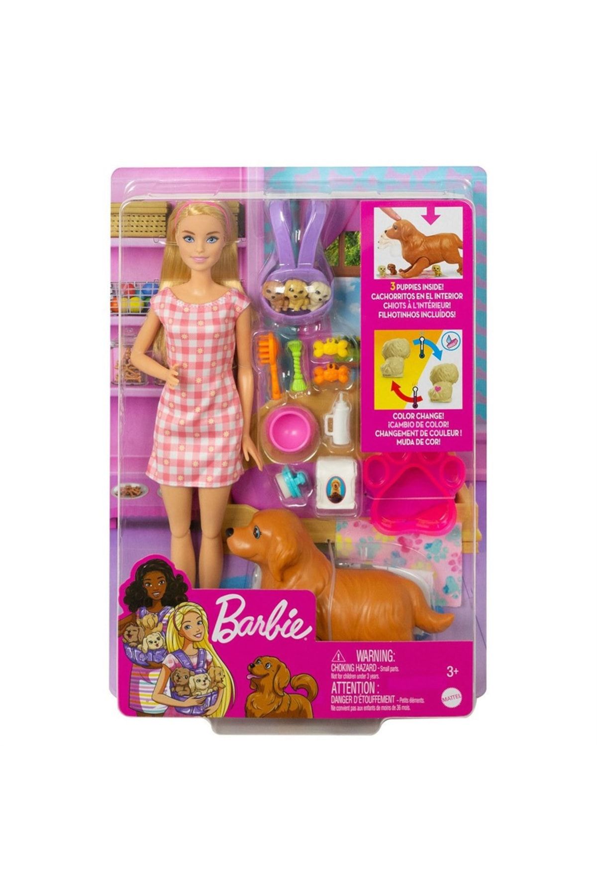 Mattel Hck75 Barbie Ve Yeni Doğan Köpekler Oyun Seti, Barbie Ve Hayvanları