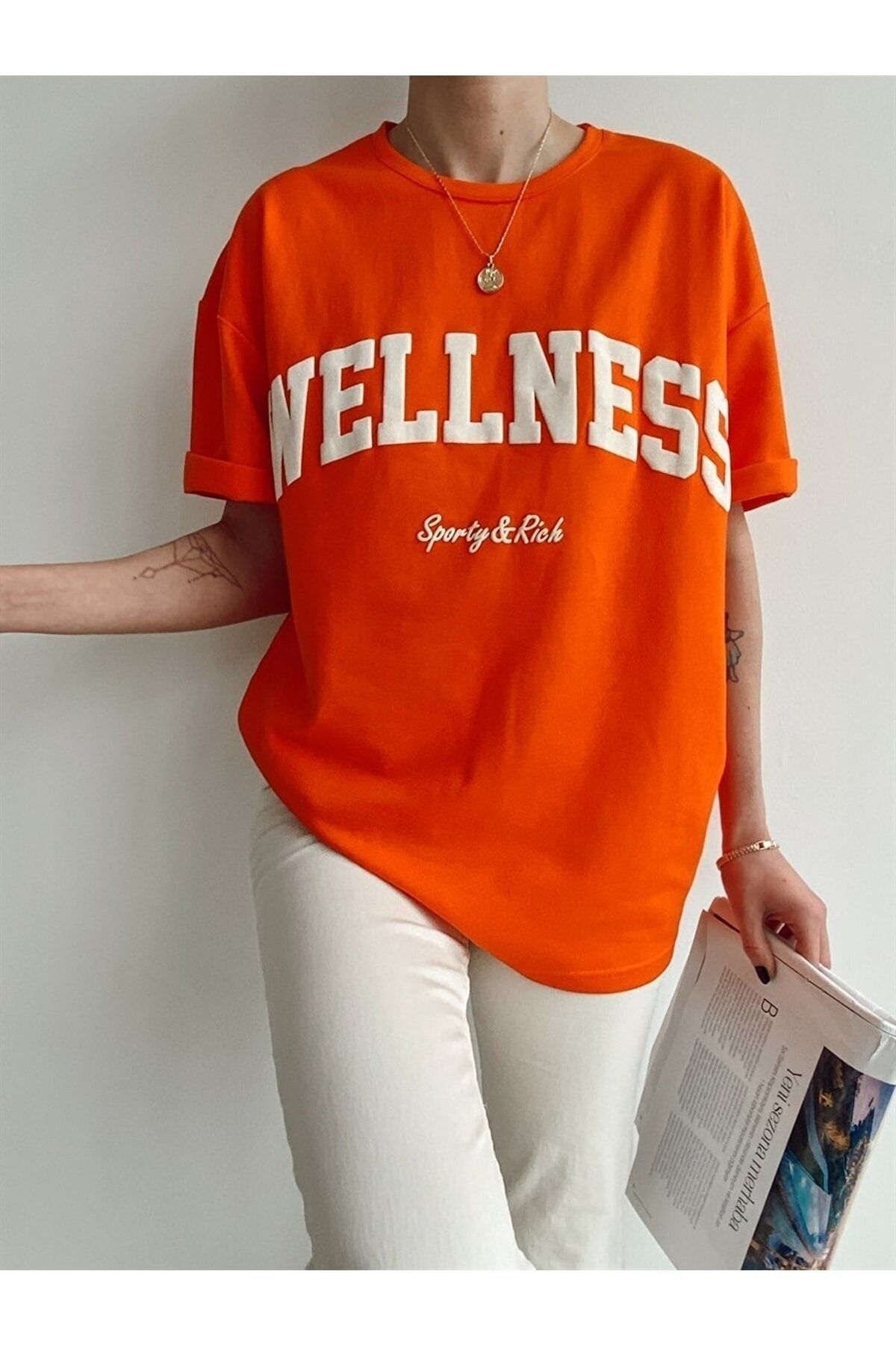 Machetta Büyük Beden Wellness Sporty & Rich Baskılı Oversize T-shirt