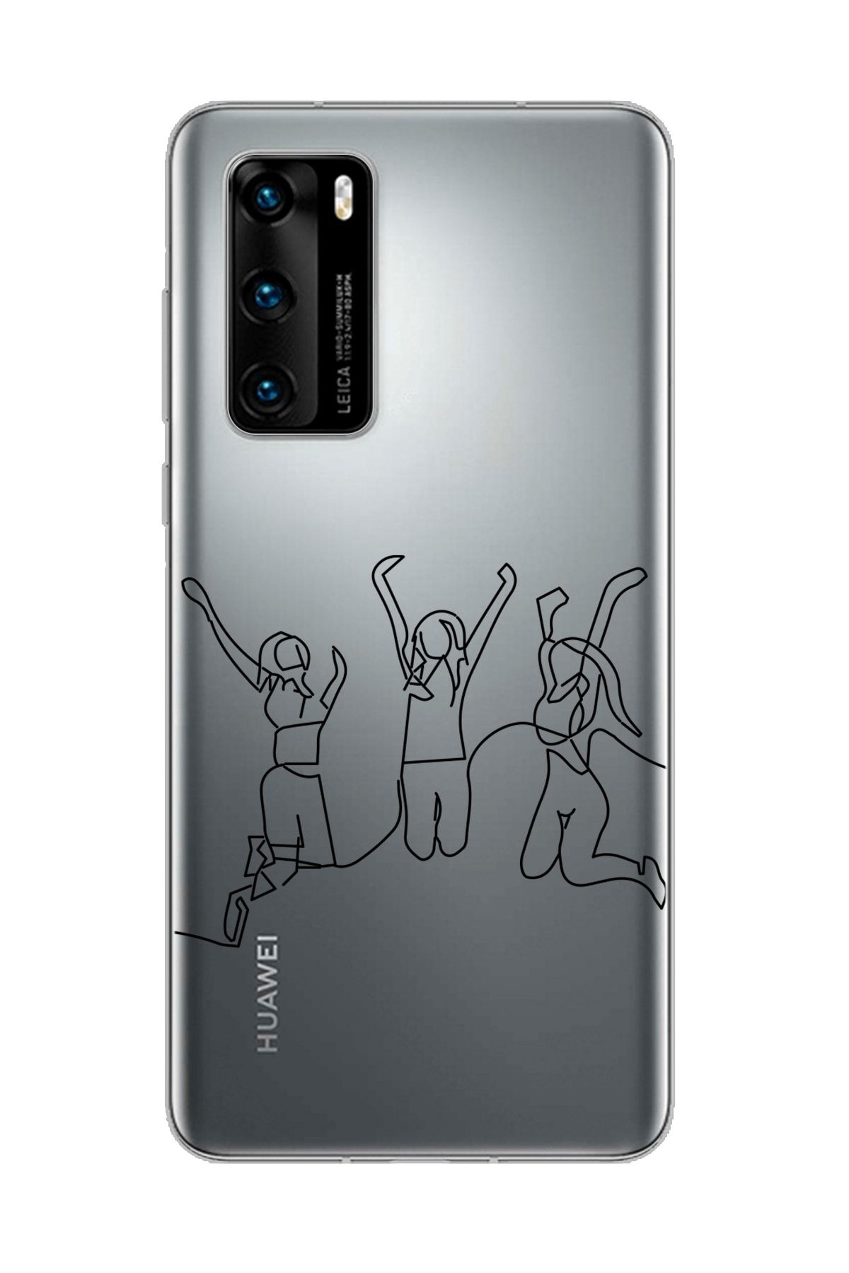 Spoyi Huawei P40 Pro Art Friends Tasarımlı Süper Şeffaf Telefon Kılıfı