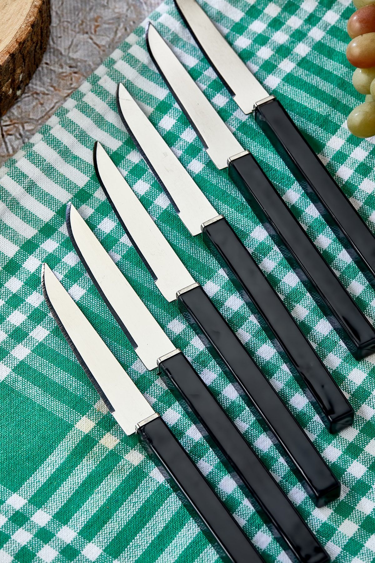 Cooker Lüks Meyve Bıçağı Seti Siyah 6 Parça Bıçak Takımı Kare Saplı Meyve Bıçağı