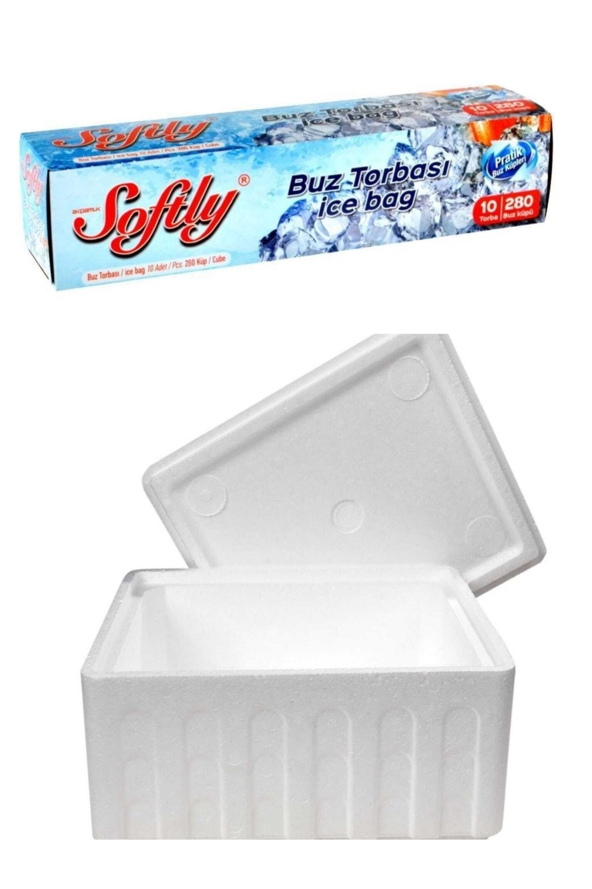 ELİF AMBALAJ Strafor Köpük Kutu 5 Kg Et Balık Gıda Taşıma Kutusu Softly Buz Torbası
