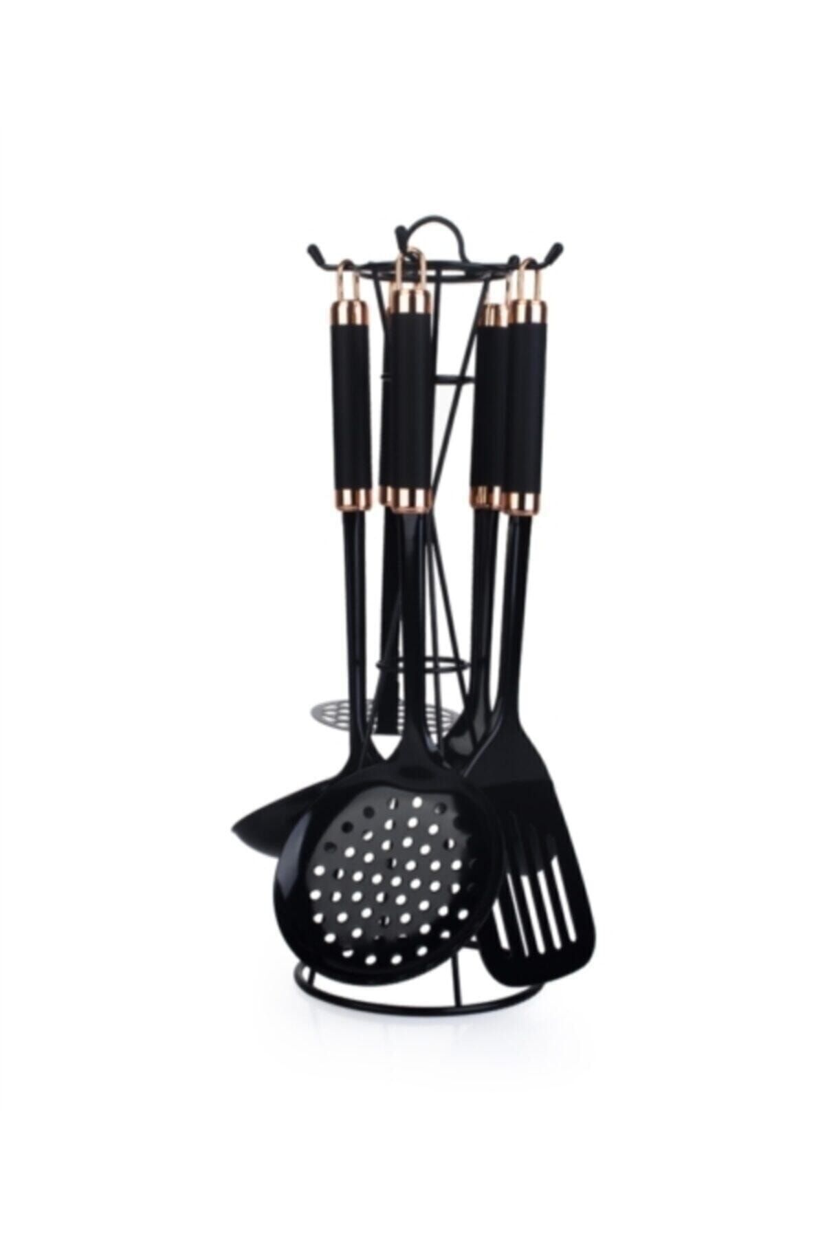 ACAR Perlino 5'li Metal Standlı Mutfak Set Siyah Byk-009899