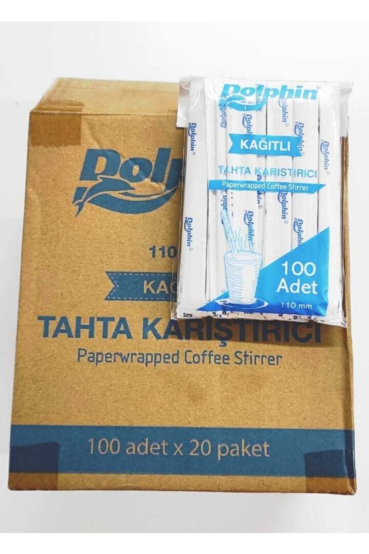 Dolphin Kağıtlı Tahta Karıştırıcı 20 Paket