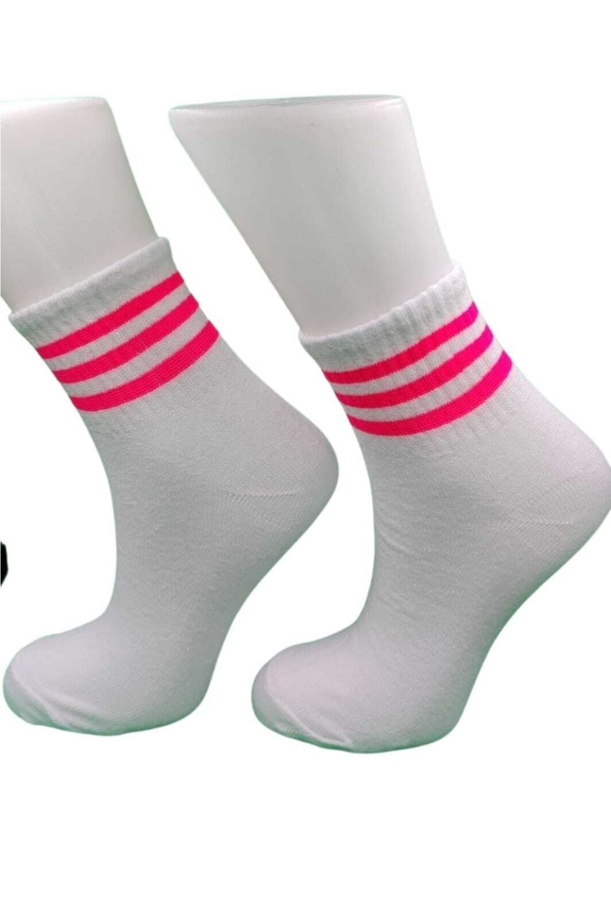 pazariz Beyaz Patik Çorap Çizgili 6 Adet